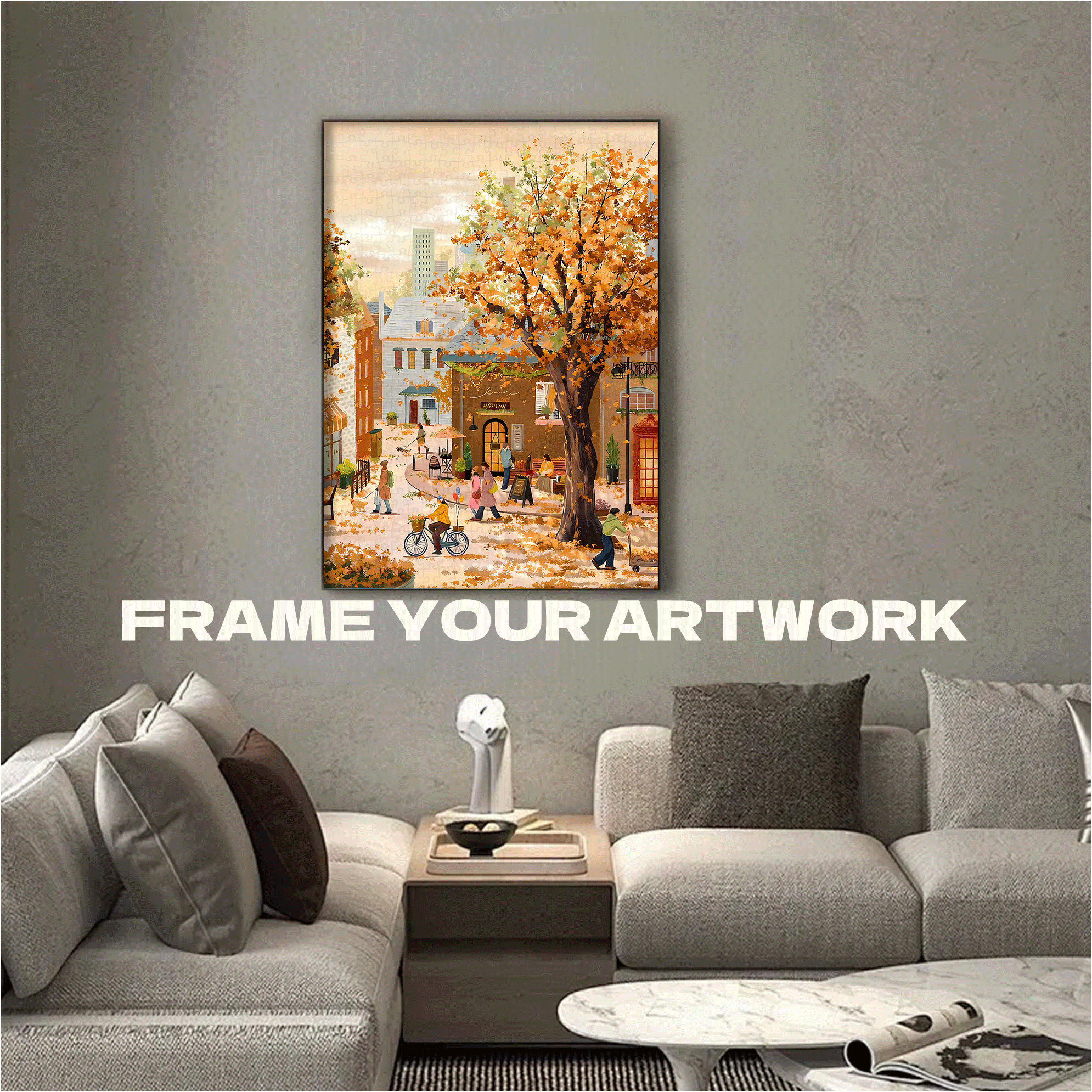 Autumn Streets And Alleys 500pcs/1000pcs Jigsaw Puzzle, Scratch-Resistant, Interactive Family Game & Brain-Boosting DIY Decor, Perfect for Halloween, Christmas & New Year Gifts, Family Puzzle Game