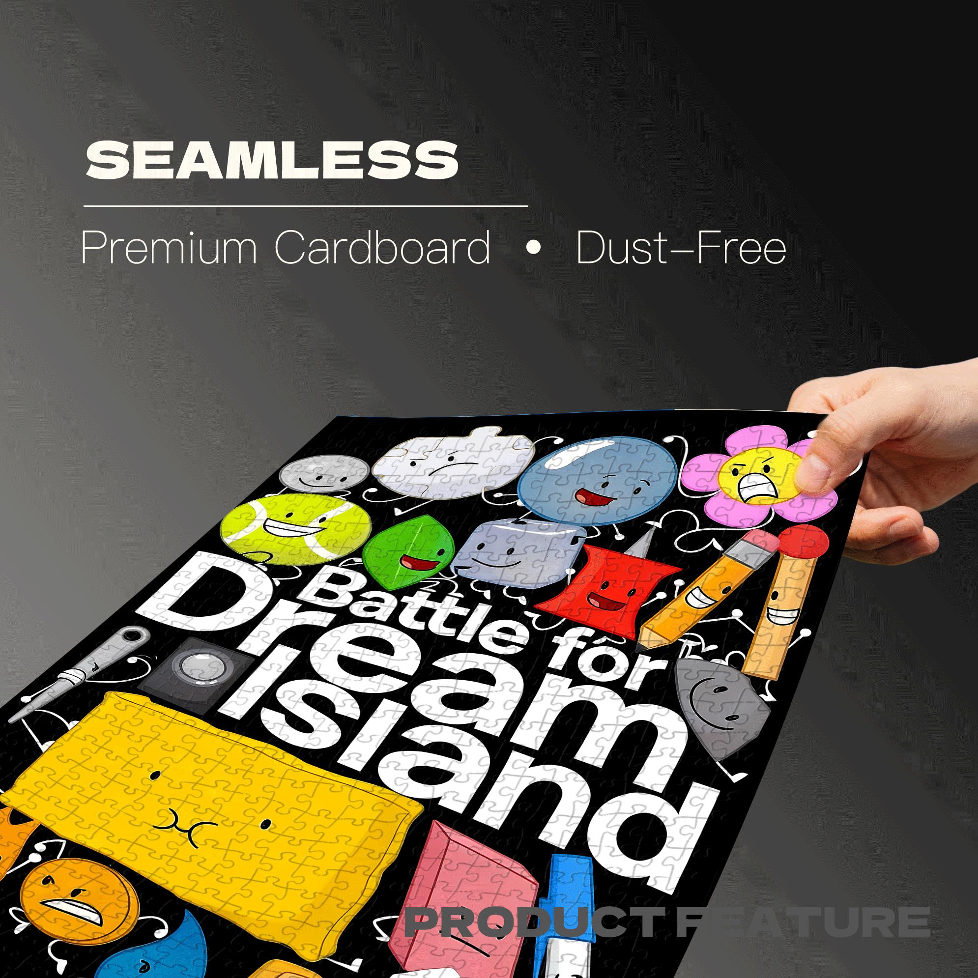 BFDI Black Theme 500pcs/1000pcs Jigsaw Puzzle, Scratch-Resistant, Interactive Family Game & Brain-Boosting DIY Decor, Perfect for Halloween, Christmas & New Year Gifts, Family Puzzle Game