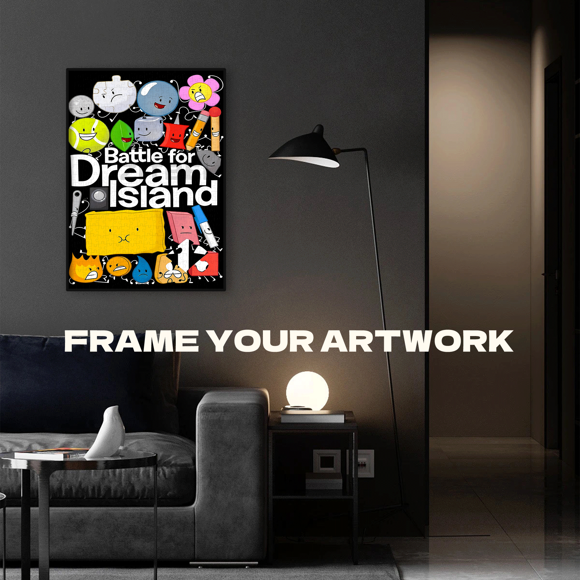 BFDI Black Theme 500pcs/1000pcs Jigsaw Puzzle, Scratch-Resistant, Interactive Family Game & Brain-Boosting DIY Decor, Perfect for Halloween, Christmas & New Year Gifts, Family Puzzle Game