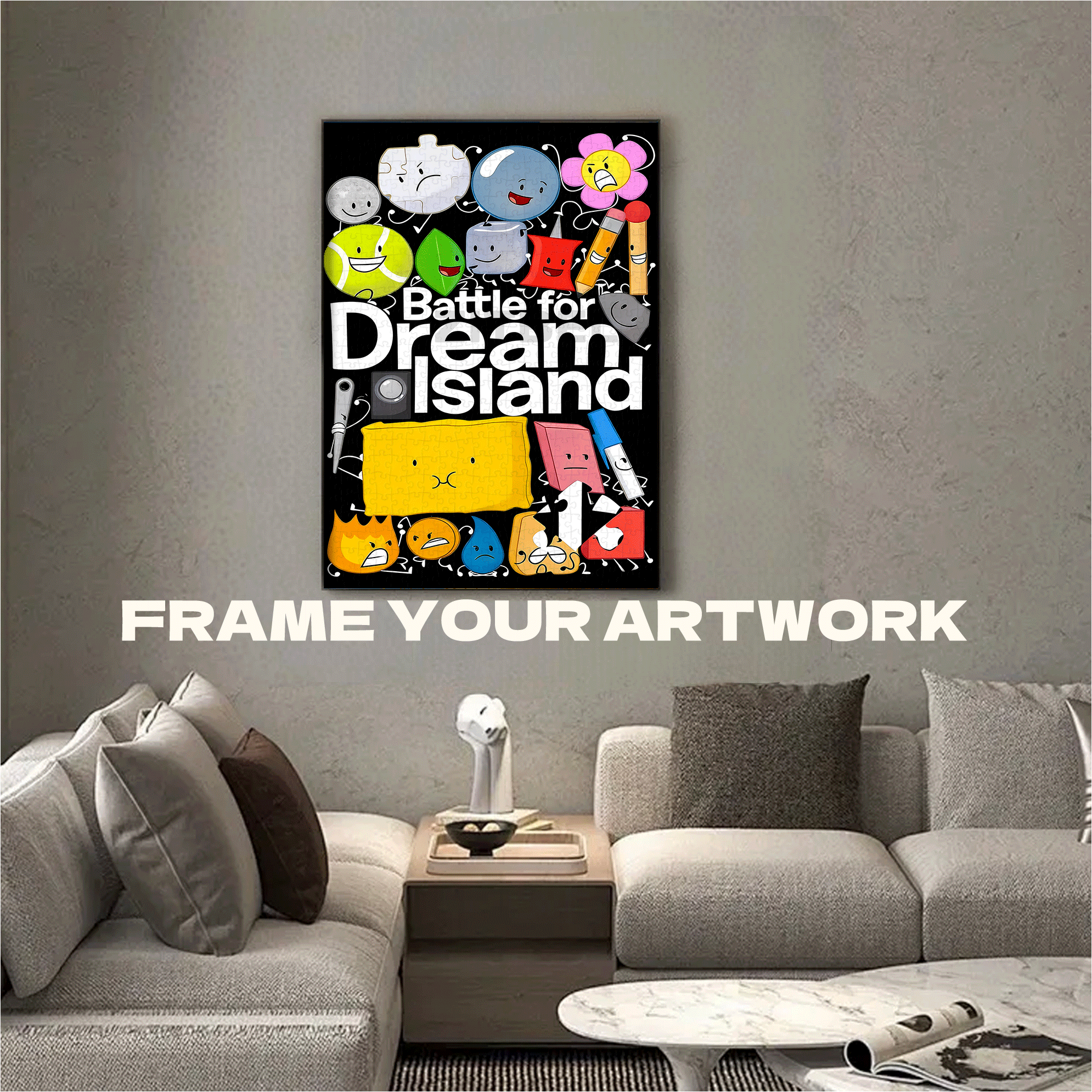 BFDI Black Theme 500pcs/1000pcs Jigsaw Puzzle, Scratch-Resistant, Interactive Family Game & Brain-Boosting DIY Decor, Perfect for Halloween, Christmas & New Year Gifts, Family Puzzle Game