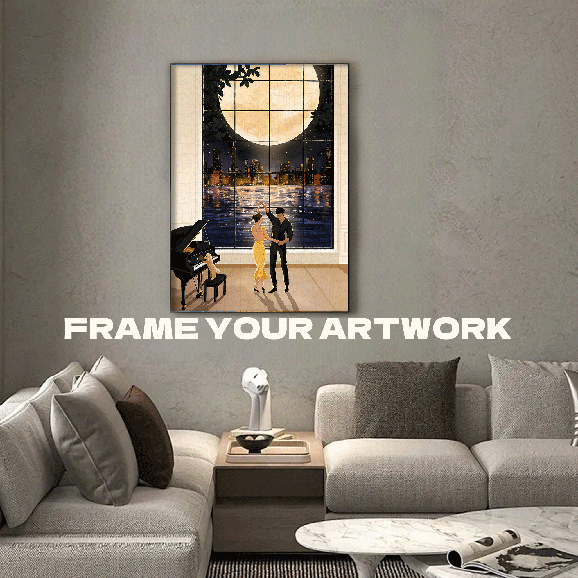 By The Window On A Moonlit Night 500pcs/1000pcs Jigsaw Puzzle, Scratch-Resistant, Interactive Family Game & Brain-Boosting DIY Decor, Perfect for Halloween, Christmas & New Year Gifts, Family Puzzle Game