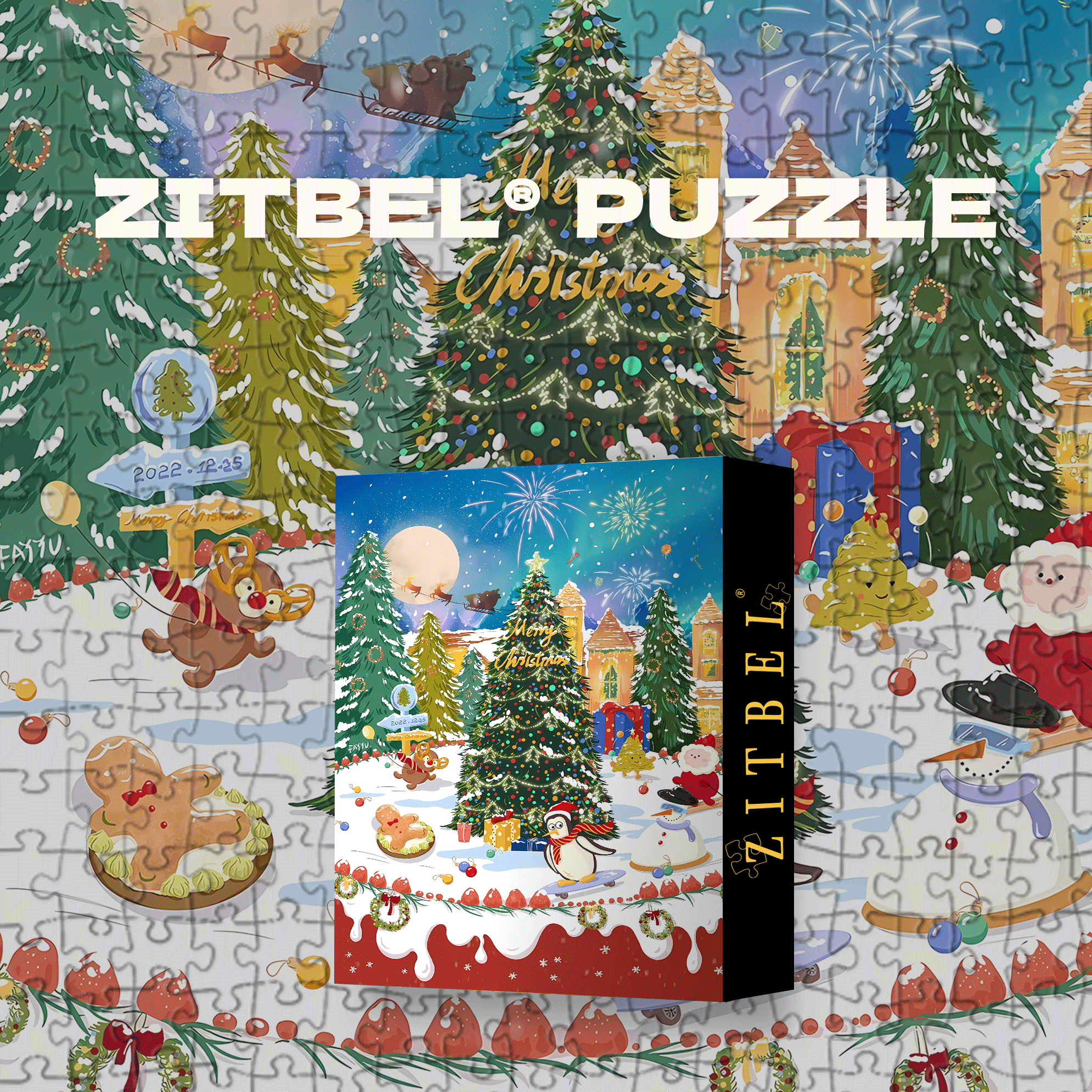 Christmas Collection 500pcs/1000pcs Jigsaw Puzzle, Scratch-Resistant, Interactive Family Game & Brain-Boosting DIY Decor, Perfect for Halloween, Christmas & New Year Gifts, Family Puzzle Game