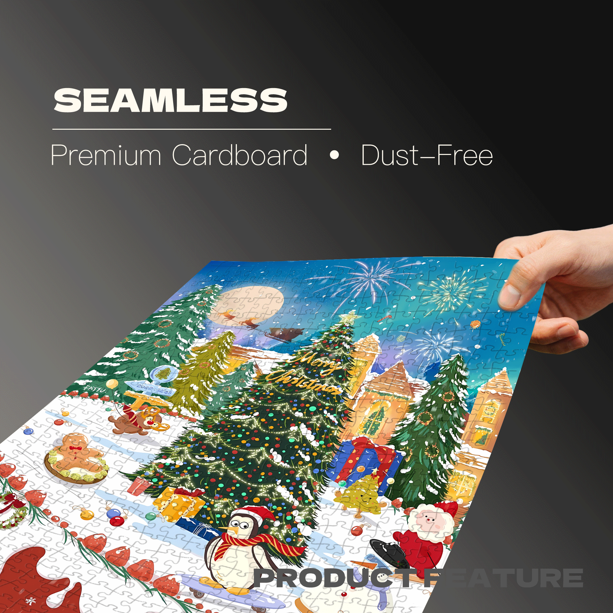 Christmas Collection 500pcs/1000pcs Jigsaw Puzzle, Scratch-Resistant, Interactive Family Game & Brain-Boosting DIY Decor, Perfect for Halloween, Christmas & New Year Gifts, Family Puzzle Game