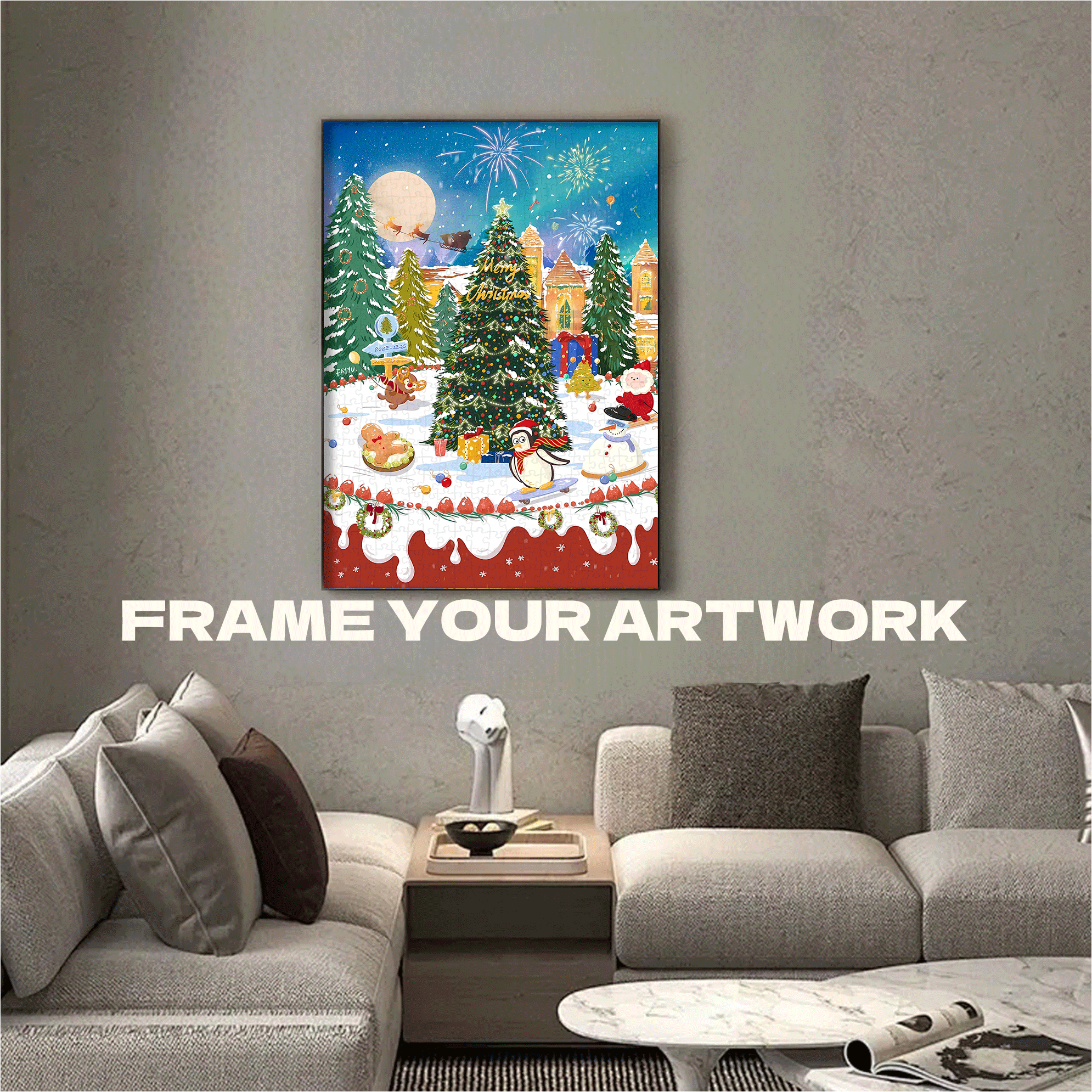 Christmas Collection 500pcs/1000pcs Jigsaw Puzzle, Scratch-Resistant, Interactive Family Game & Brain-Boosting DIY Decor, Perfect for Halloween, Christmas & New Year Gifts, Family Puzzle Game