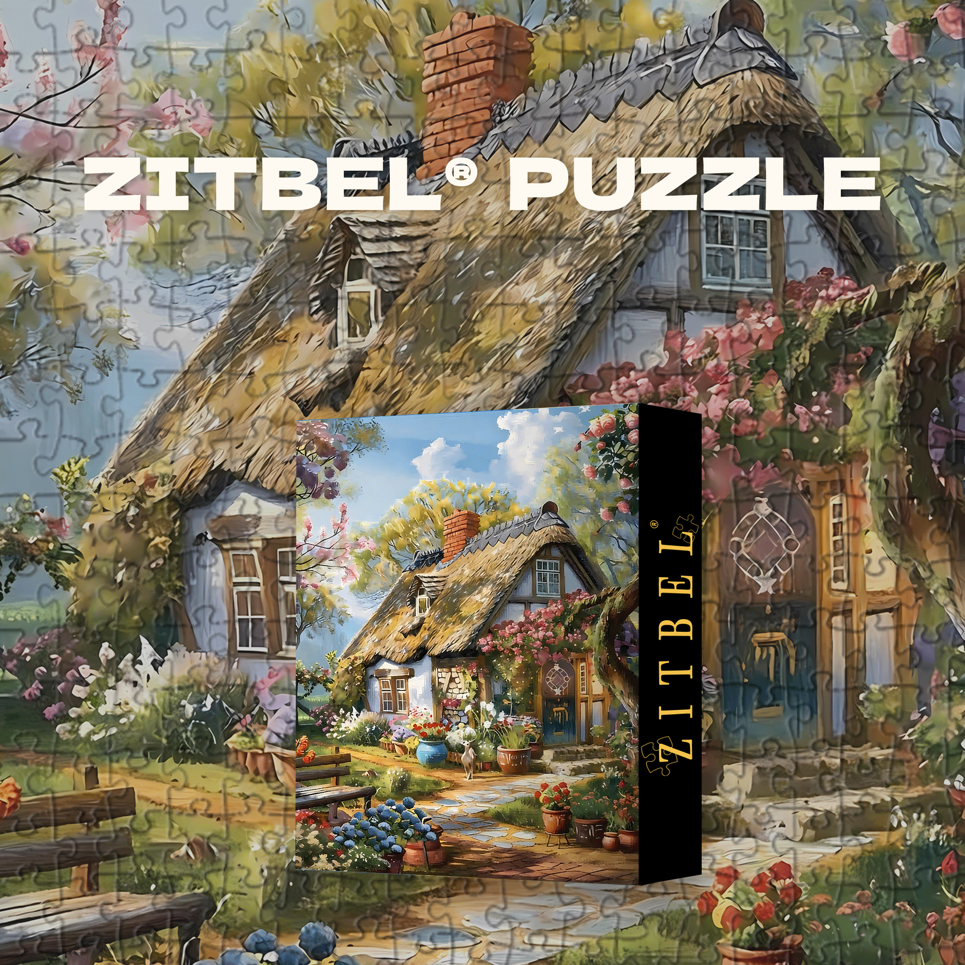 Country Wildflower Cottage 500pcs/1000pcs Jigsaw Puzzle, Scratch-Resistant, Interactive Family Game & Brain-Boosting DIY Decor, Perfect for Halloween, Christmas & New Year Gifts, Family Puzzle Game