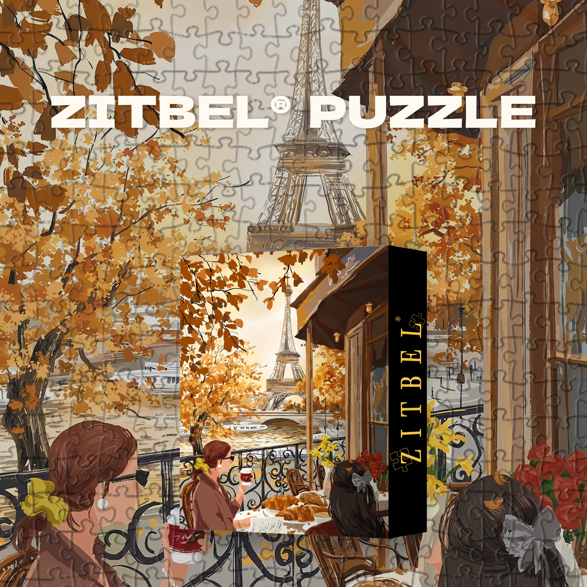 Eiffel Tower Coffee Time 500pcs/1000pcs Jigsaw Puzzle, Scratch-Resistant, Interactive Family Game & Brain-Boosting DIY Decor, Perfect for Halloween, Christmas & New Year Gifts, Family Puzzle Game