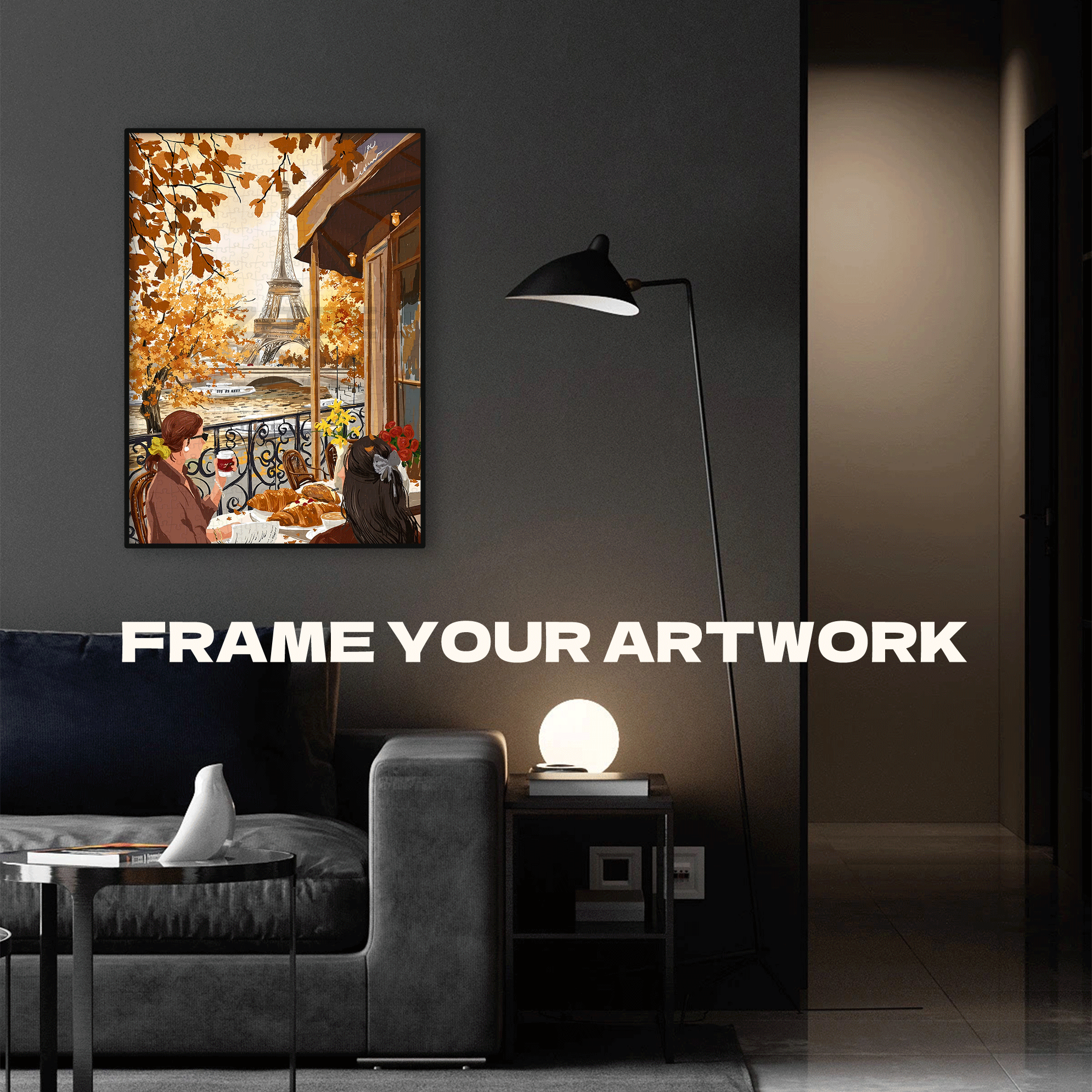 Eiffel Tower Coffee Time 500pcs/1000pcs Jigsaw Puzzle, Scratch-Resistant, Interactive Family Game & Brain-Boosting DIY Decor, Perfect for Halloween, Christmas & New Year Gifts, Family Puzzle Game
