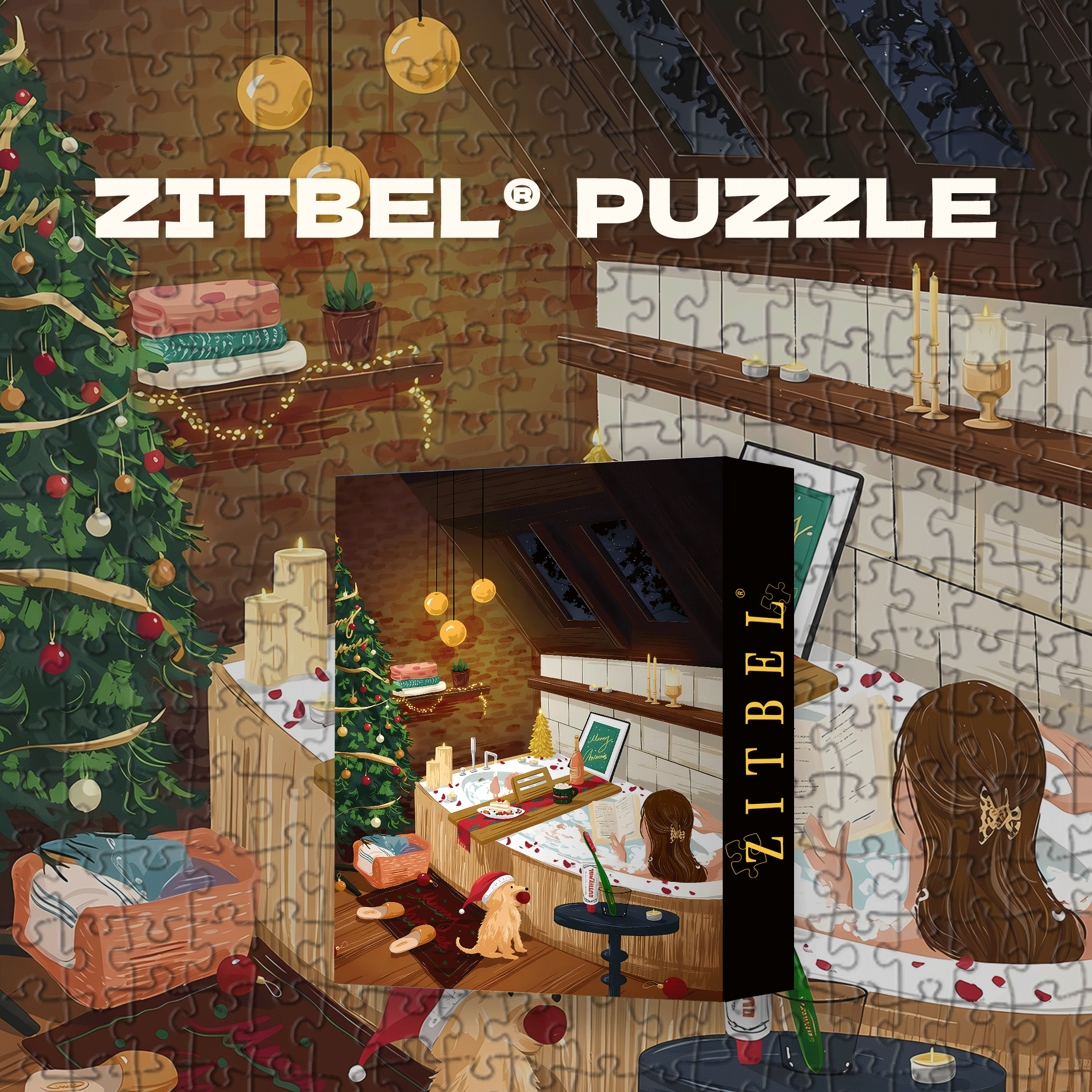 Enjoying A Relaxing Moment In The Bathtub 500pcs/1000pcs Jigsaw Puzzle, Scratch-Resistant, Interactive Family Game & Brain-Boosting DIY Decor, Perfect for Halloween, Christmas & New Year Gifts, Family Puzzle Game