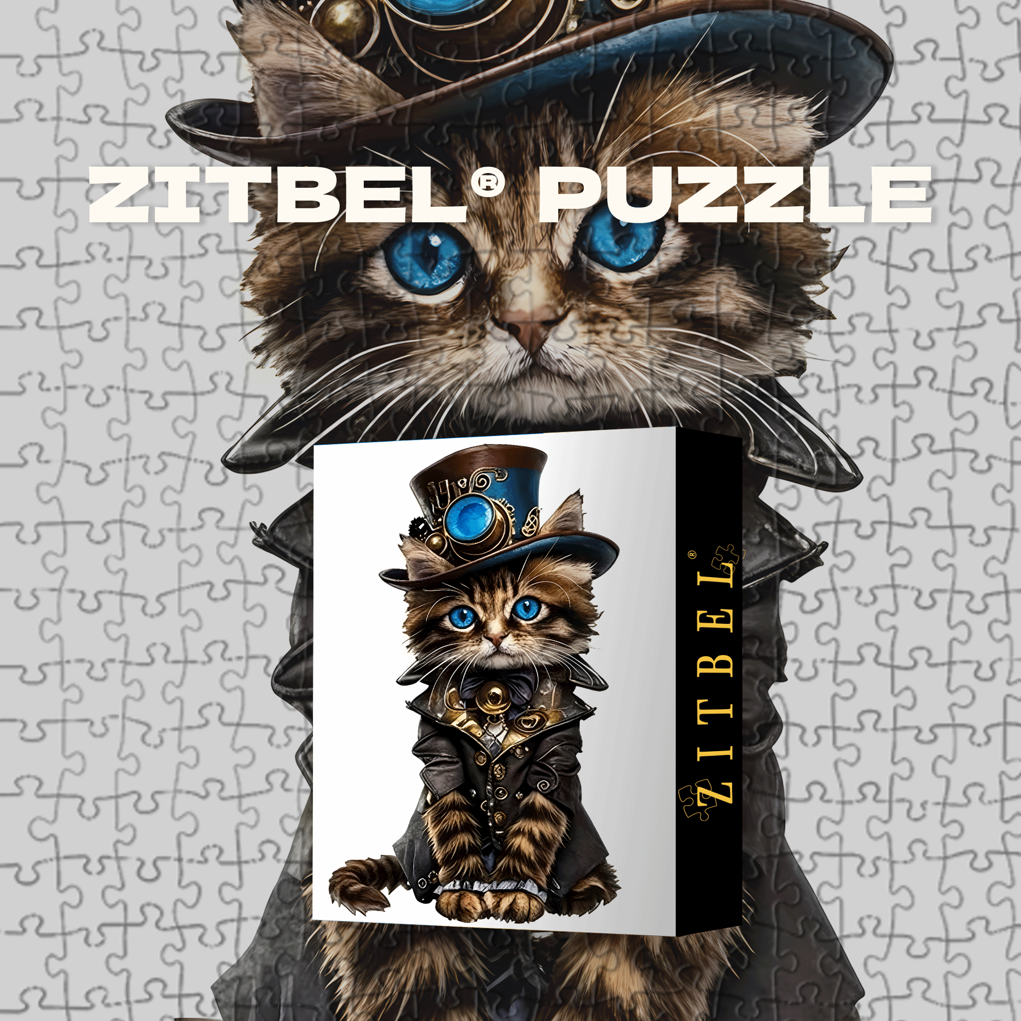 Gentleman Cat 500pcs/1000pcs Jigsaw Puzzle, Scratch-Resistant, Interactive Family Game & Brain-Boosting DIY Decor, Perfect for Halloween, Christmas & New Year Gifts, Family Puzzle Game