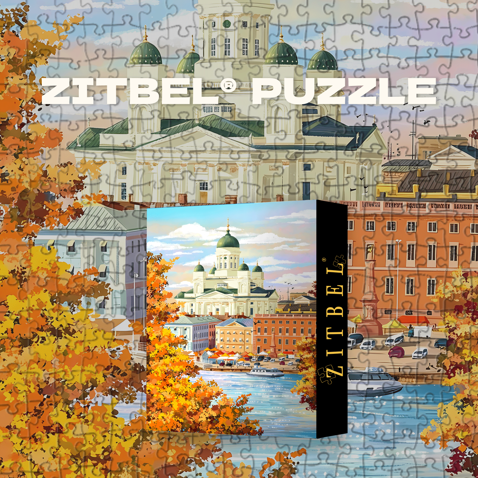 Golden Leaf City 500pcs/1000pcs Jigsaw Puzzle, Scratch-Resistant, Interactive Family Game & Brain-Boosting DIY Decor, Perfect for Halloween, Christmas & New Year Gifts, Family Puzzle Game