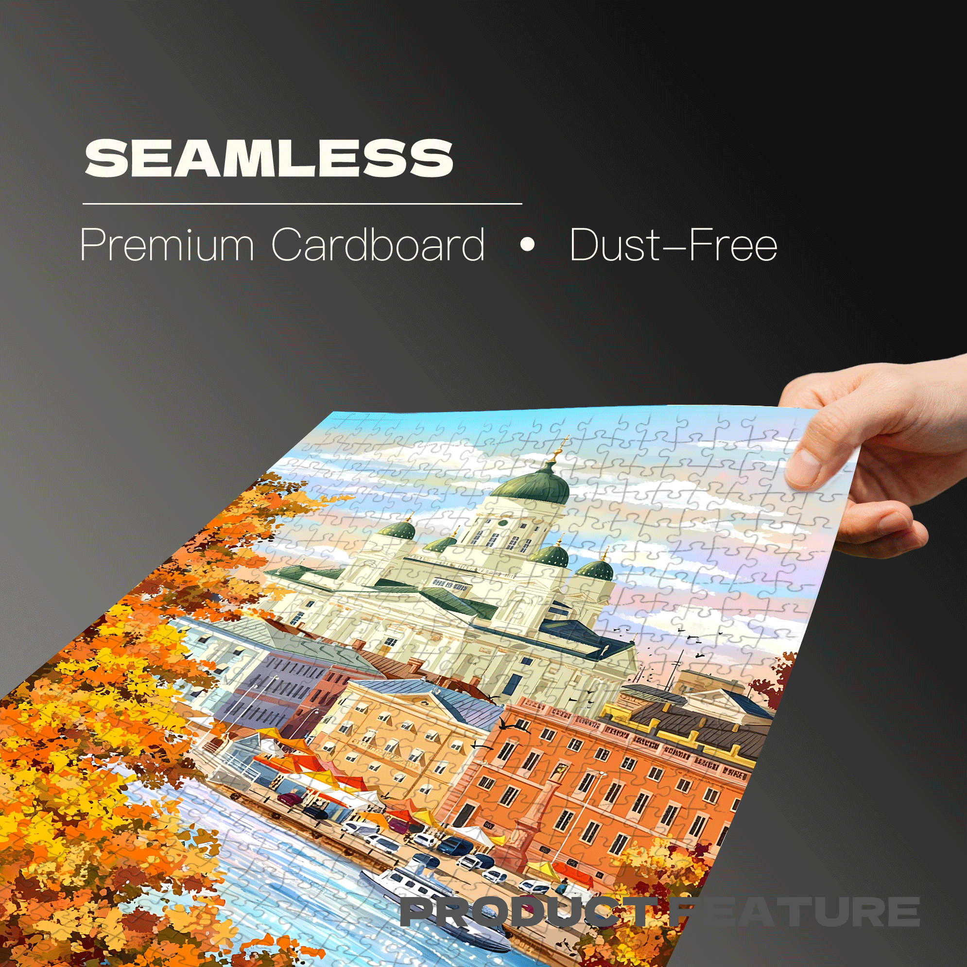 Golden Leaf City 500pcs/1000pcs Jigsaw Puzzle, Scratch-Resistant, Interactive Family Game & Brain-Boosting DIY Decor, Perfect for Halloween, Christmas & New Year Gifts, Family Puzzle Game