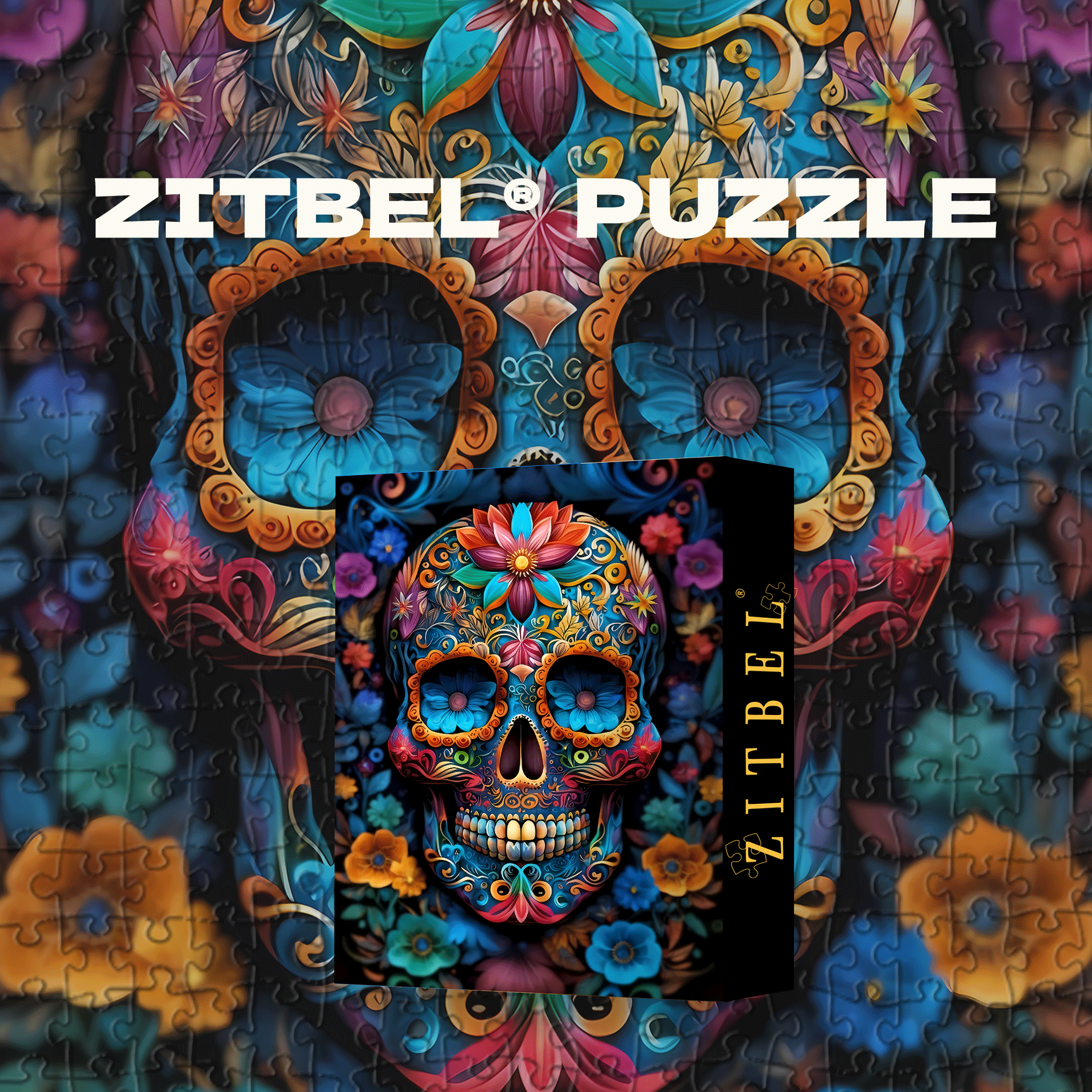 Gothic-Style Skull & Flower 500pcs/1000pcs Jigsaw Puzzle, Scratch-Resistant, Interactive Family Game & Brain-Boosting DIY Decor, Perfect for Halloween, Christmas & New Year Gifts, Family Puzzle Game