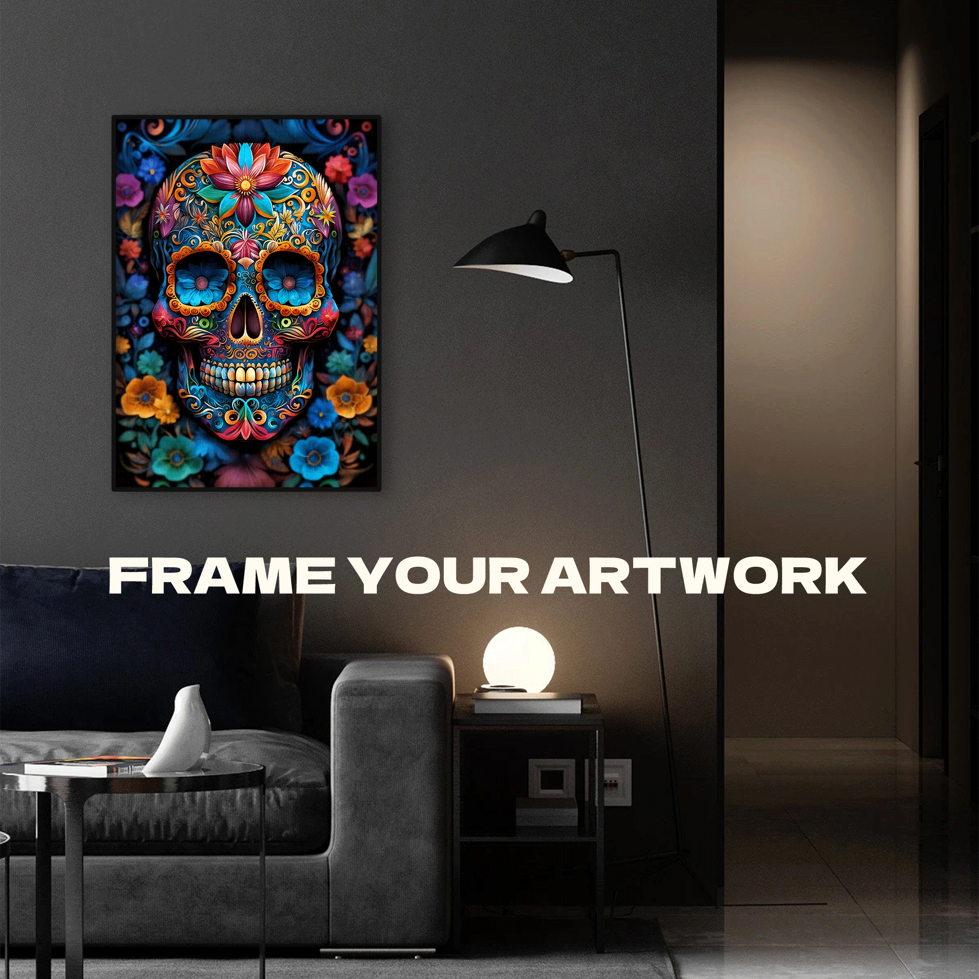 Gothic-Style Skull & Flower 500pcs/1000pcs Jigsaw Puzzle, Scratch-Resistant, Interactive Family Game & Brain-Boosting DIY Decor, Perfect for Halloween, Christmas & New Year Gifts, Family Puzzle Game