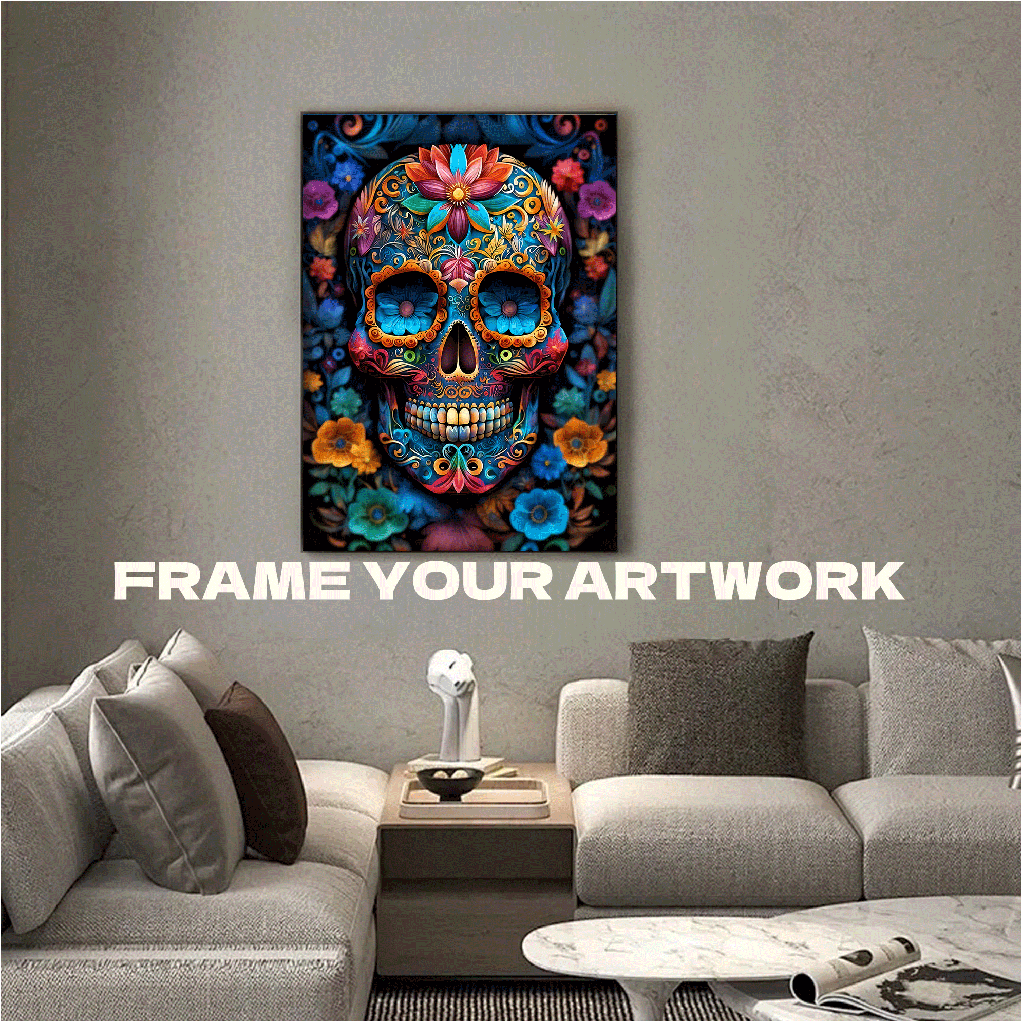 Gothic-Style Skull & Flower 500pcs/1000pcs Jigsaw Puzzle, Scratch-Resistant, Interactive Family Game & Brain-Boosting DIY Decor, Perfect for Halloween, Christmas & New Year Gifts, Family Puzzle Game