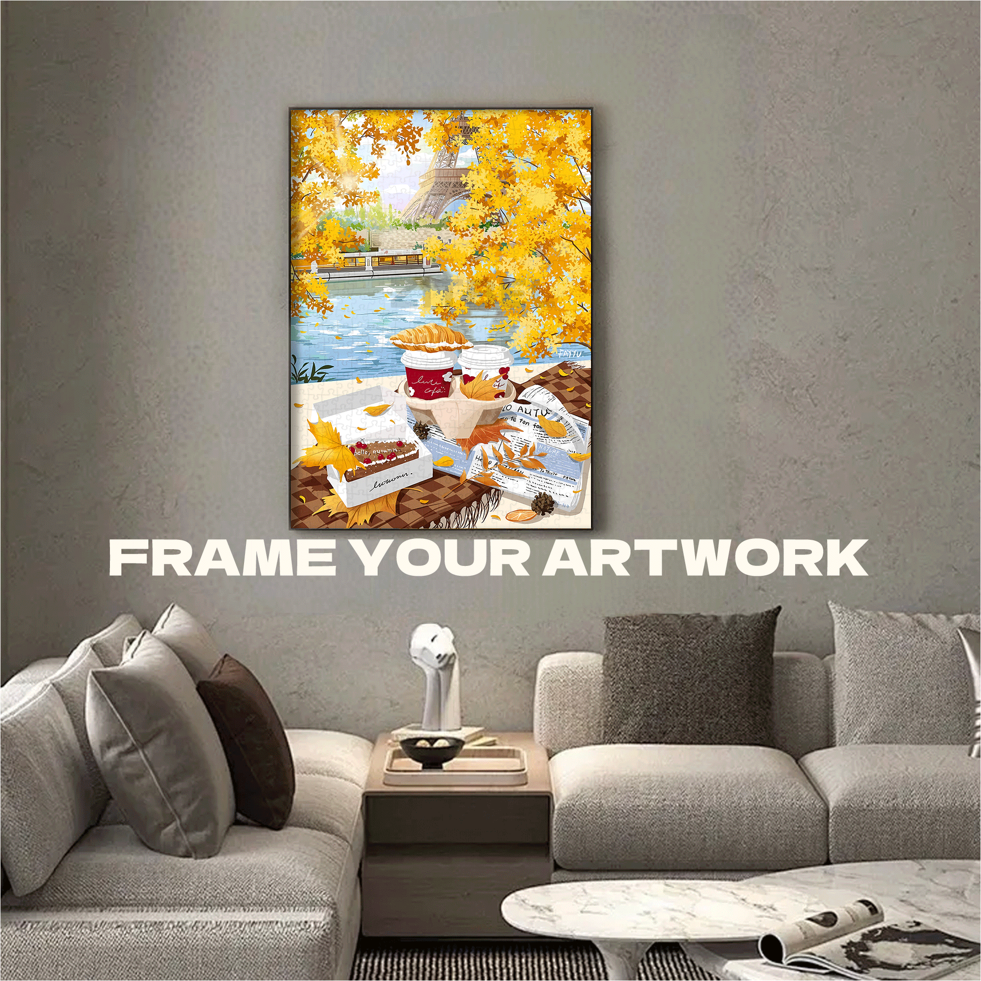 Hello,autumn! 500pcs/1000pcs Jigsaw Puzzle, Scratch-Resistant, Interactive Family Game & Brain-Boosting DIY Decor, Perfect for Halloween, Christmas & New Year Gifts, Family Puzzle Game