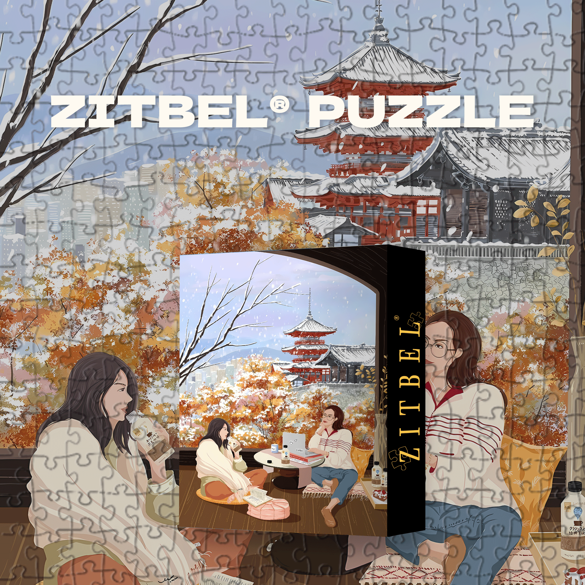 In Kyoto 500pcs/1000pcs Jigsaw Puzzle, Scratch-Resistant, Interactive Family Game & Brain-Boosting DIY Decor, Perfect for Halloween, Christmas & New Year Gifts, Family Puzzle Game