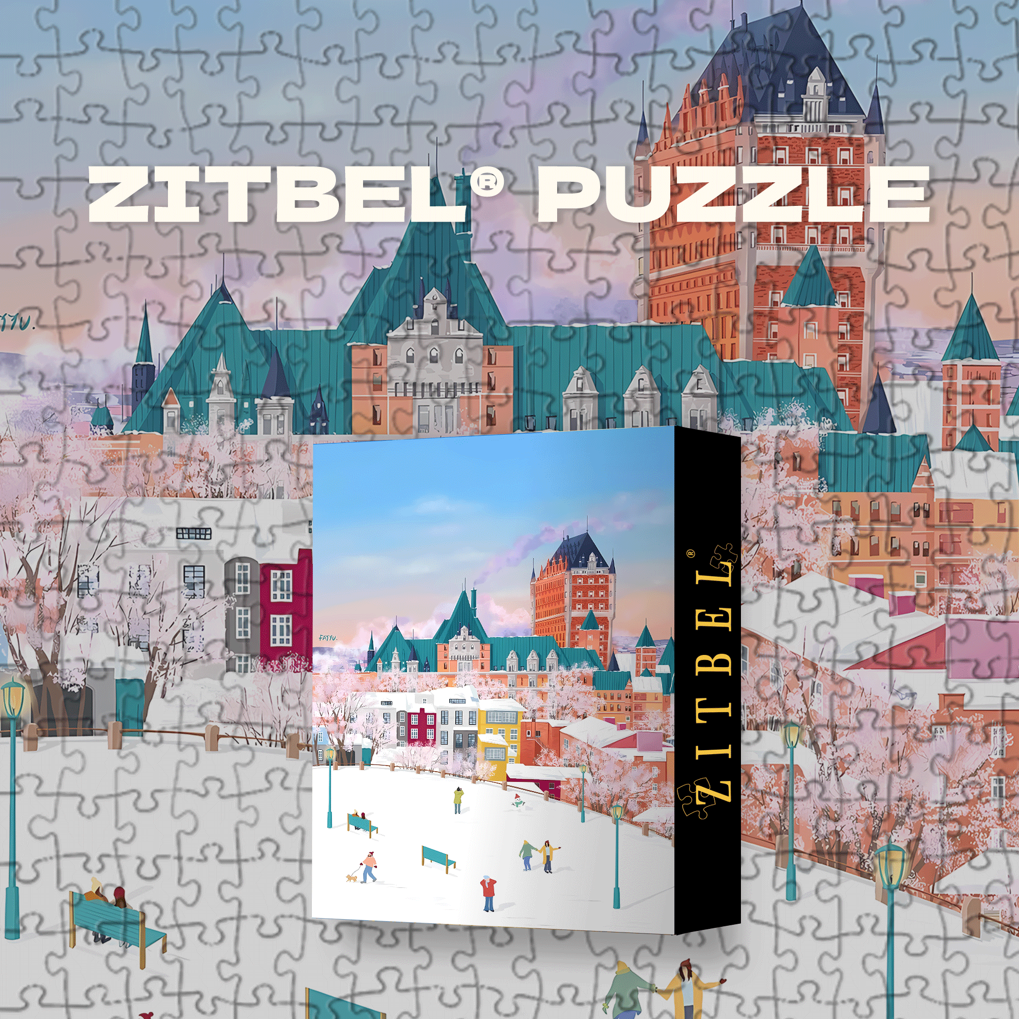 Meet in Winter 500pcs/1000pcs Jigsaw Puzzle, Scratch-Resistant, Interactive Family Game & Brain-Boosting DIY Decor, Perfect for Halloween, Christmas & New Year Gifts, Family Puzzle Game