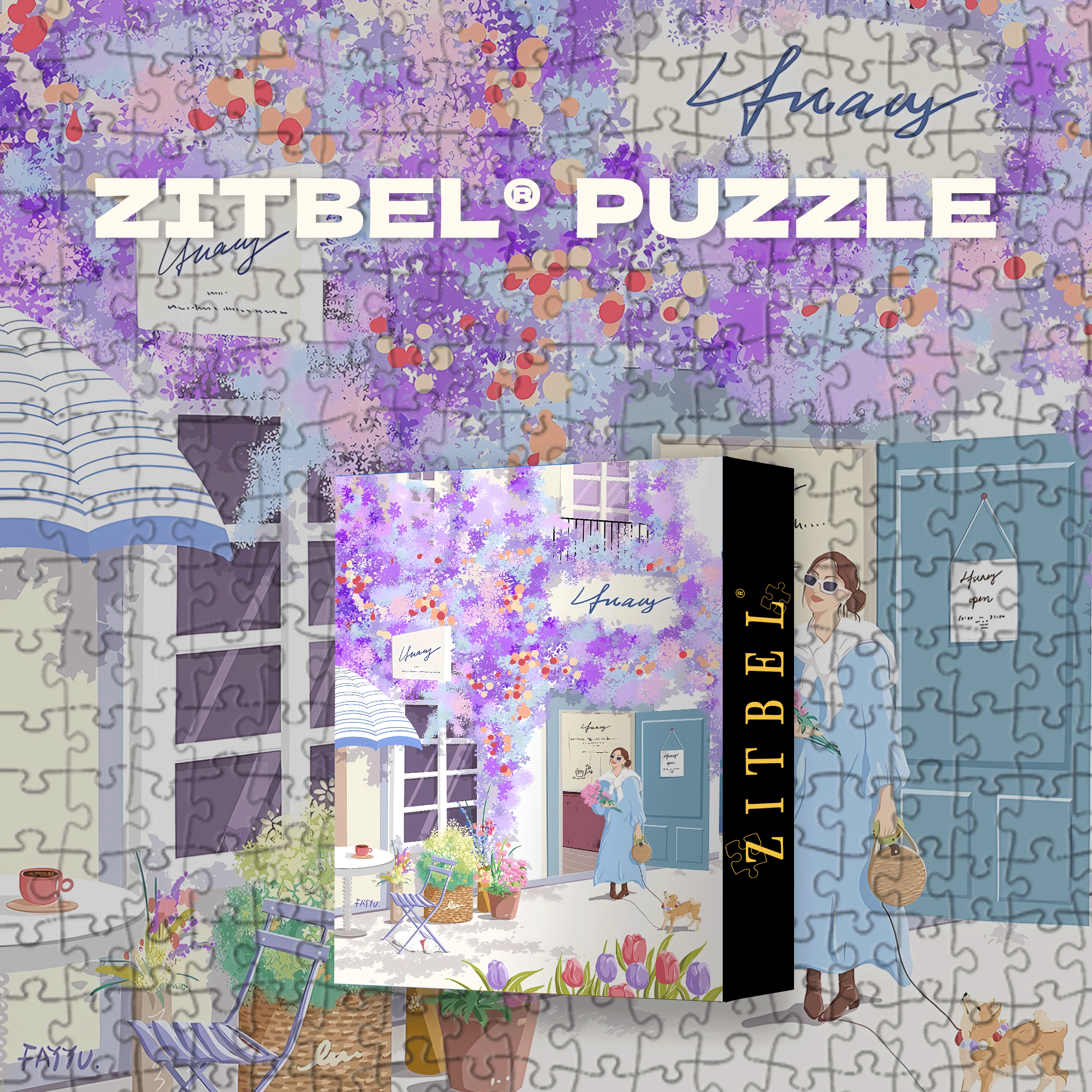 Purple Romantic Street 500pcs/1000pcs Jigsaw Puzzle, Scratch-Resistant, Interactive Family Game & Brain-Boosting DIY Decor, Perfect for Halloween, Christmas & New Year Gifts, Family Puzzle Game