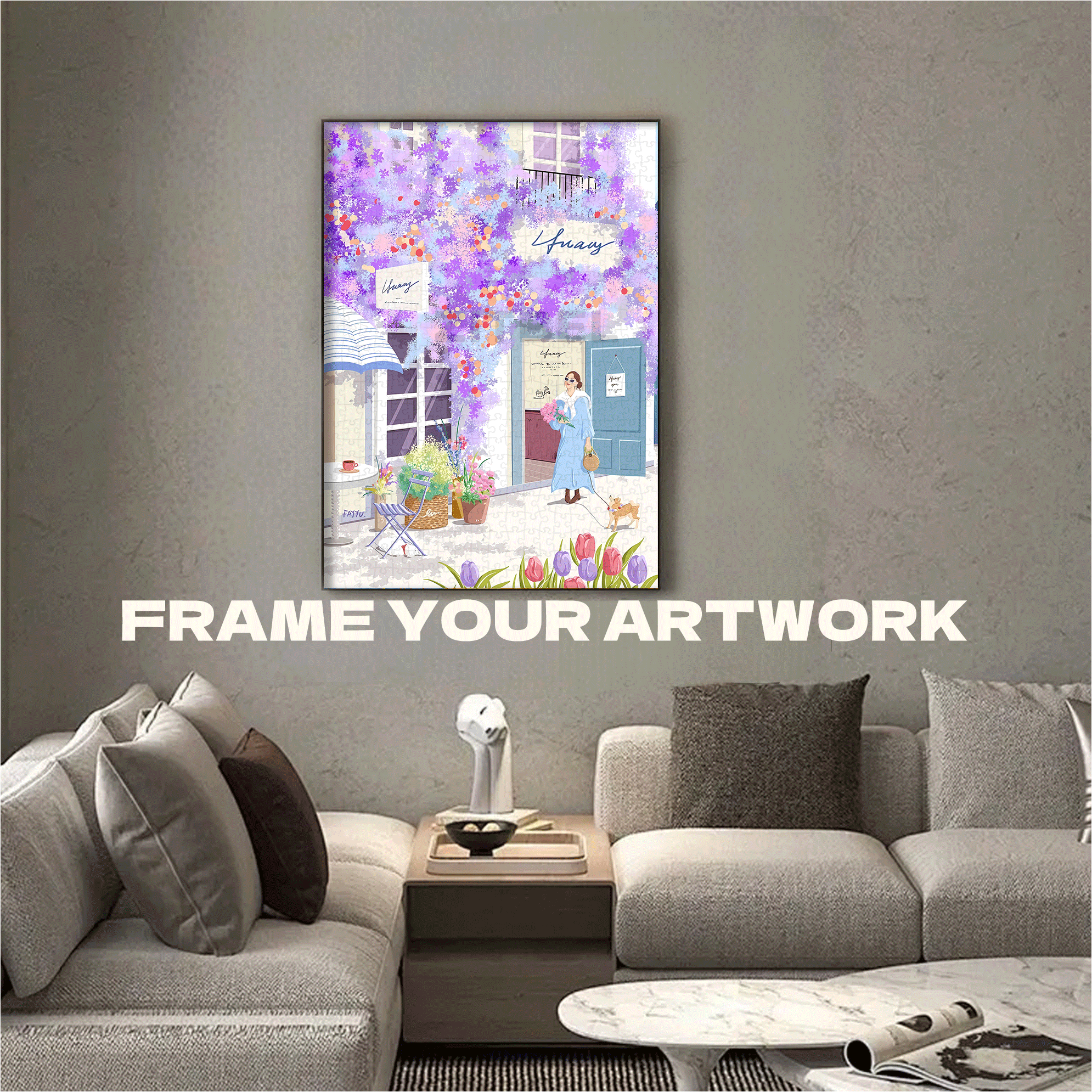 Purple Romantic Street 500pcs/1000pcs Jigsaw Puzzle, Scratch-Resistant, Interactive Family Game & Brain-Boosting DIY Decor, Perfect for Halloween, Christmas & New Year Gifts, Family Puzzle Game