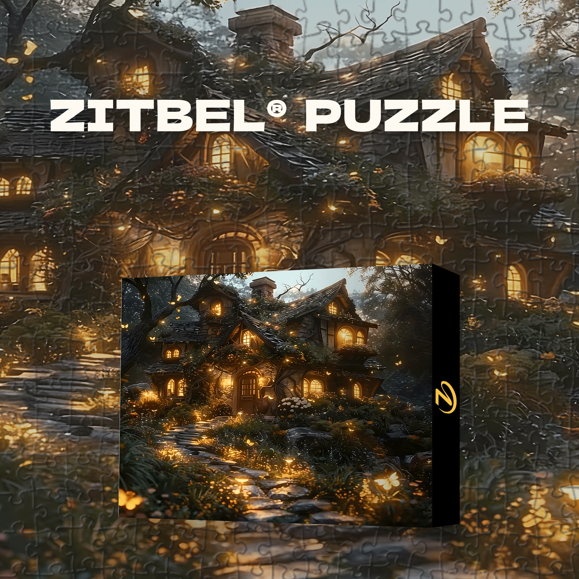 A Forest Glowing Cabin 500pcs/1000pcs Jigsaw Puzzle, Scratch-Resistant, Interactive Family Game & Brain-Boosting DIY Decor, Perfect for Halloween, Christmas & New Year Gifts, Family Puzzle Game