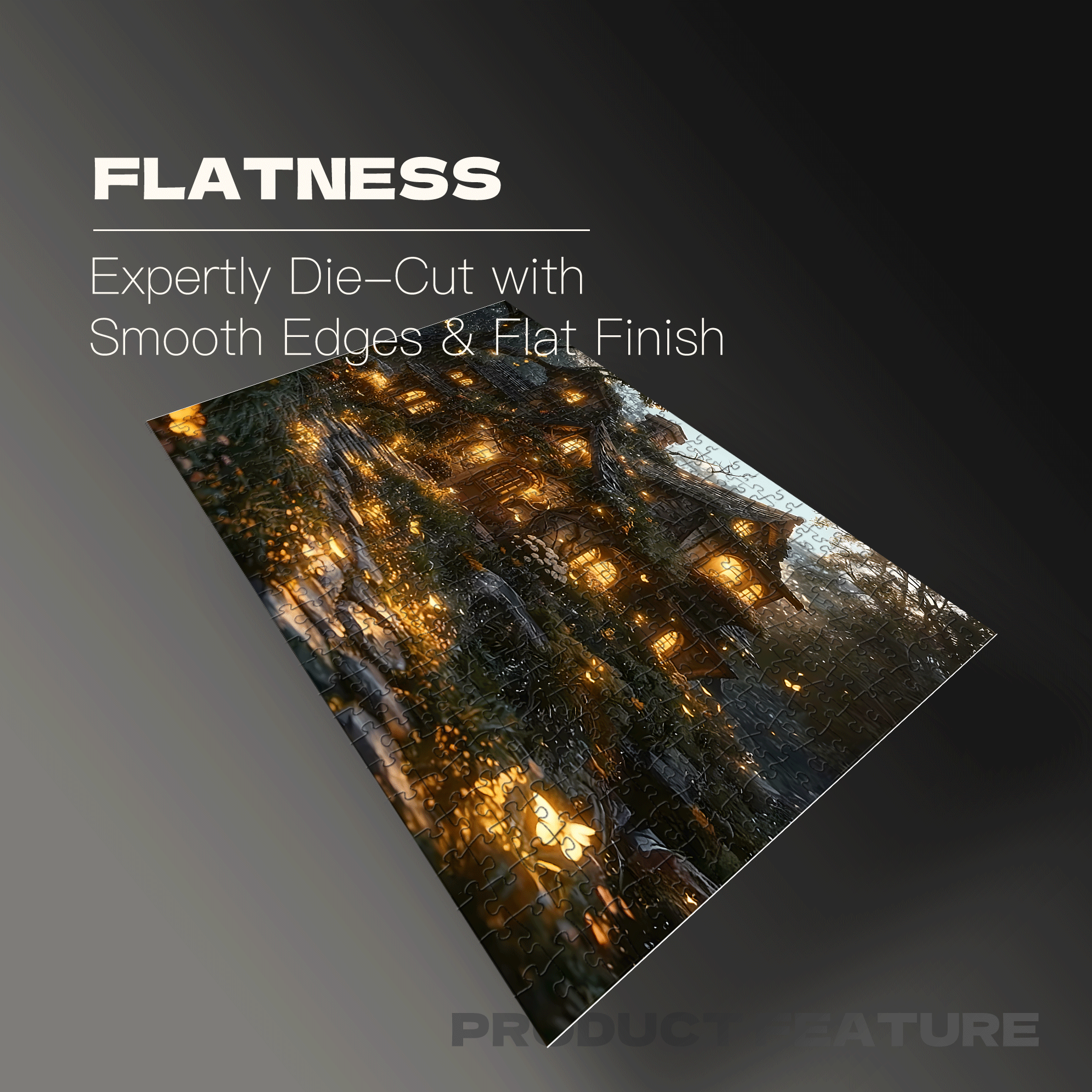 A Forest Glowing Cabin 500pcs/1000pcs Jigsaw Puzzle, Scratch-Resistant, Interactive Family Game & Brain-Boosting DIY Decor, Perfect for Halloween, Christmas & New Year Gifts, Family Puzzle Game