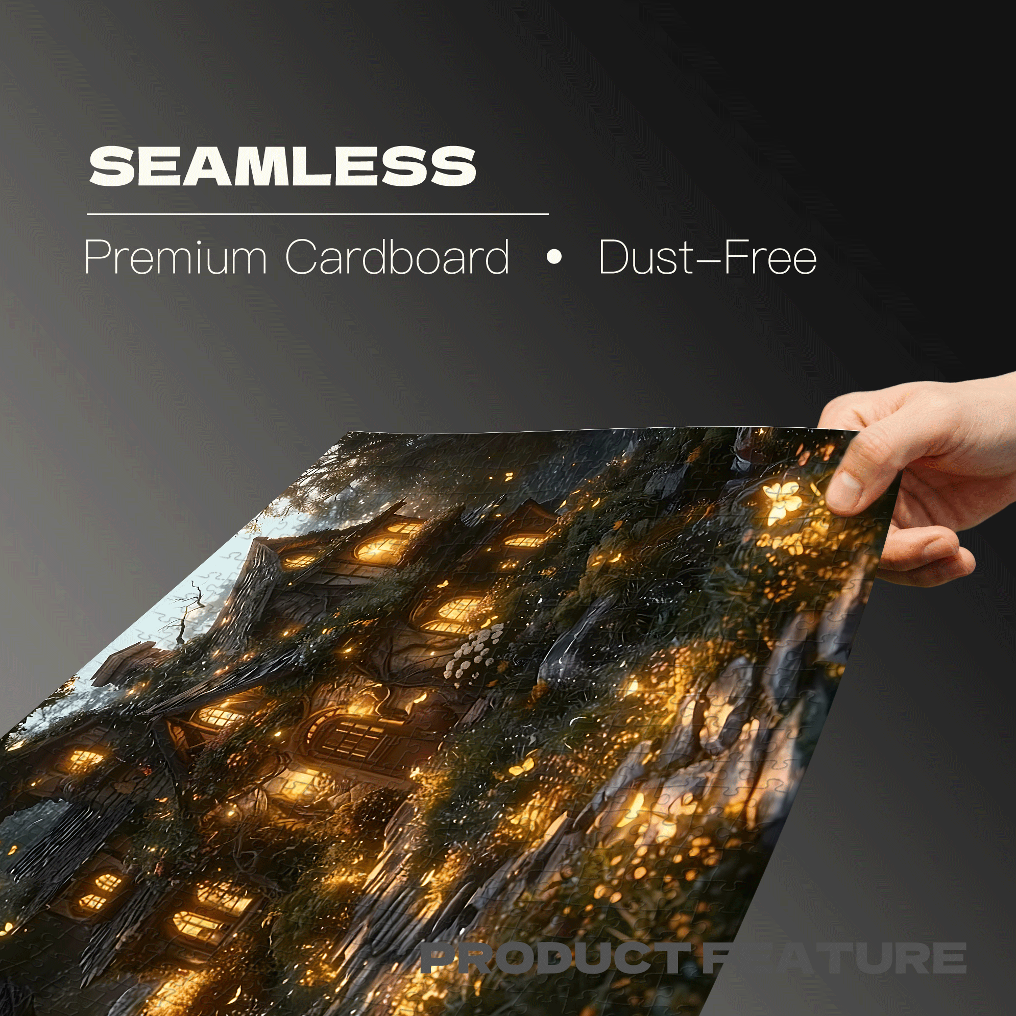 A Forest Glowing Cabin 500pcs/1000pcs Jigsaw Puzzle, Scratch-Resistant, Interactive Family Game & Brain-Boosting DIY Decor, Perfect for Halloween, Christmas & New Year Gifts, Family Puzzle Game