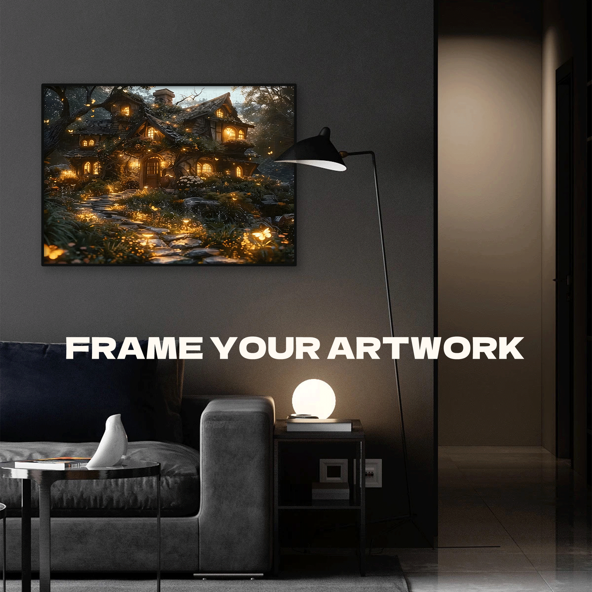 A Forest Glowing Cabin 500pcs/1000pcs Jigsaw Puzzle, Scratch-Resistant, Interactive Family Game & Brain-Boosting DIY Decor, Perfect for Halloween, Christmas & New Year Gifts, Family Puzzle Game