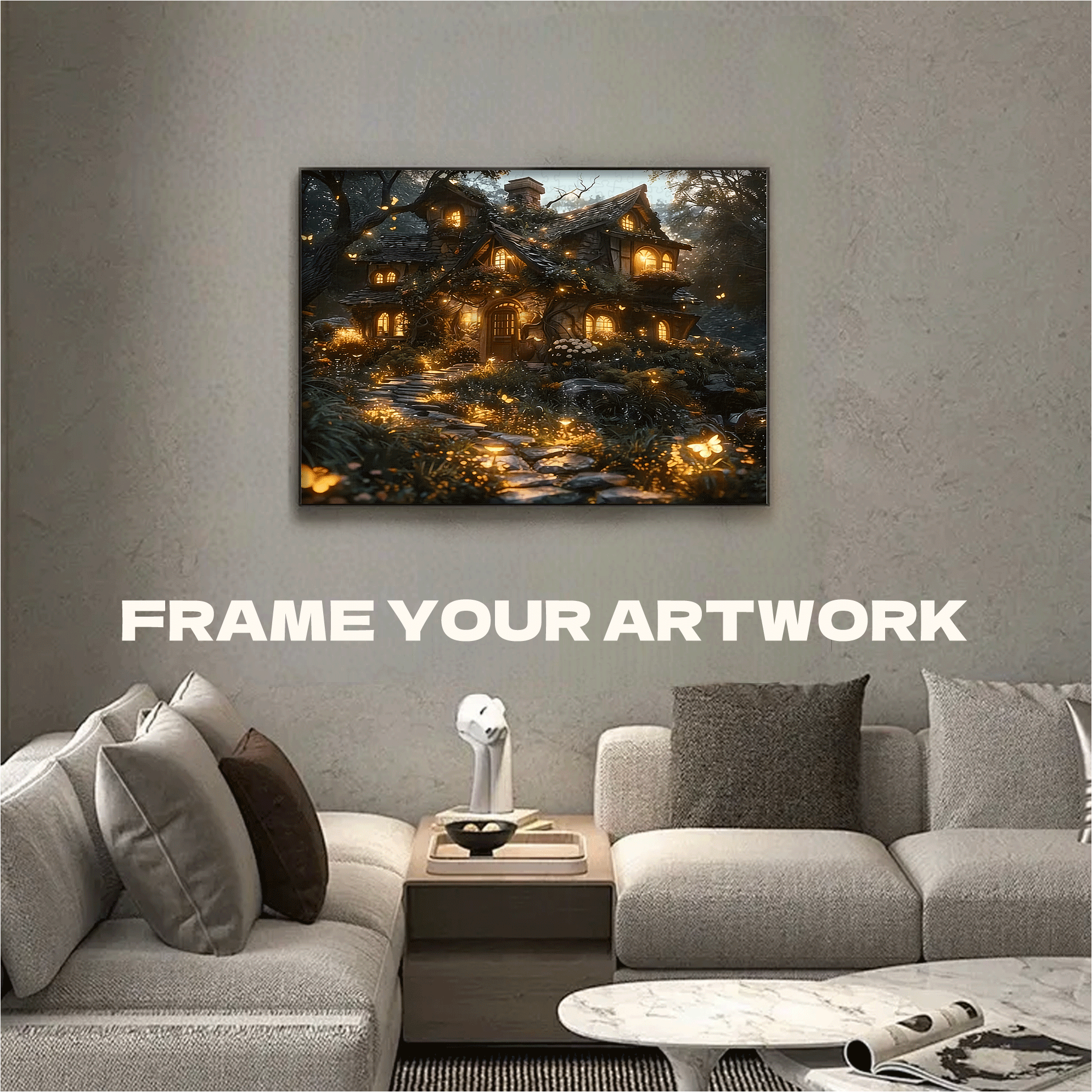 A Forest Glowing Cabin 500pcs/1000pcs Jigsaw Puzzle, Scratch-Resistant, Interactive Family Game & Brain-Boosting DIY Decor, Perfect for Halloween, Christmas & New Year Gifts, Family Puzzle Game