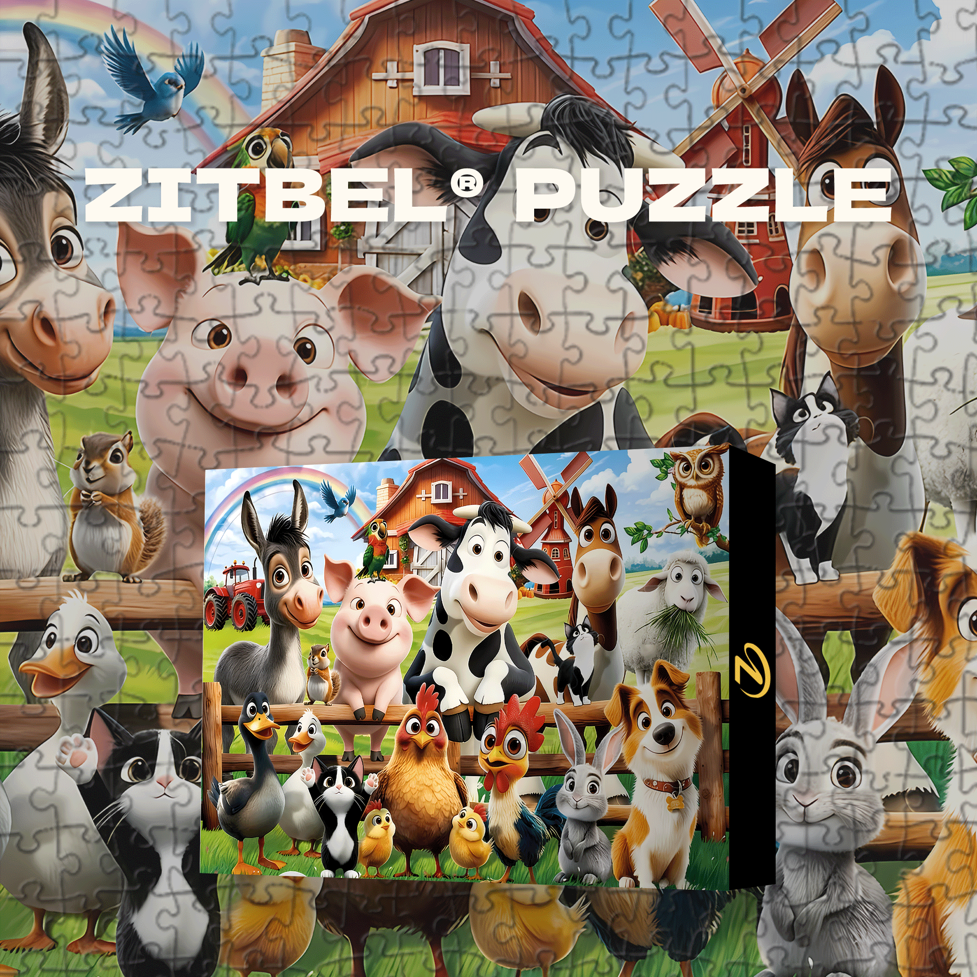 A Large Collection Of Farm Animals 500pcs/1000pcs Jigsaw Puzzle, Scratch-Resistant, Interactive Family Game & Brain-Boosting DIY Decor, Perfect for Halloween, Christmas & New Year Gifts, Family Puzzle Game
