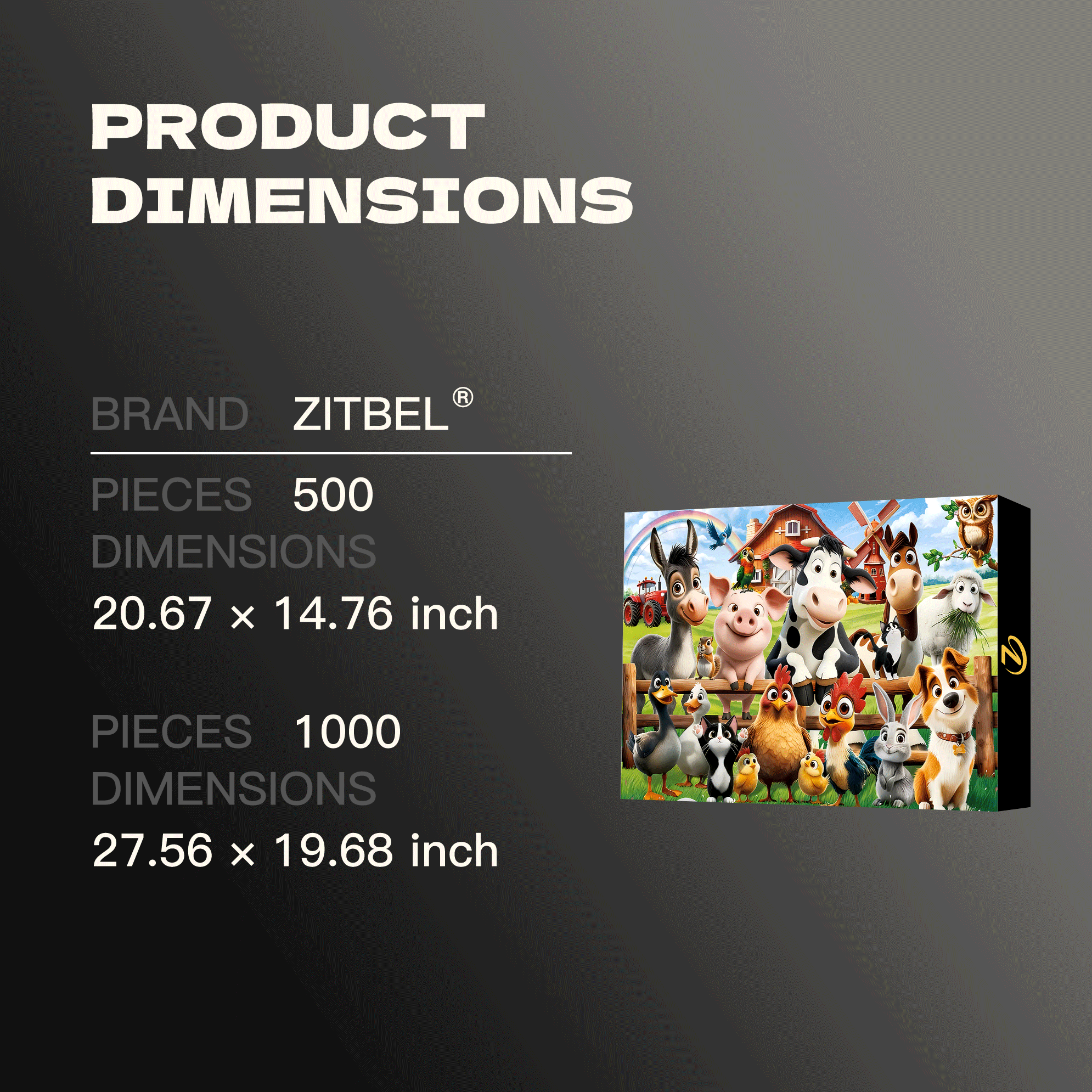 A Large Collection Of Farm Animals 500pcs/1000pcs Jigsaw Puzzle, Scratch-Resistant, Interactive Family Game & Brain-Boosting DIY Decor, Perfect for Halloween, Christmas & New Year Gifts, Family Puzzle Game