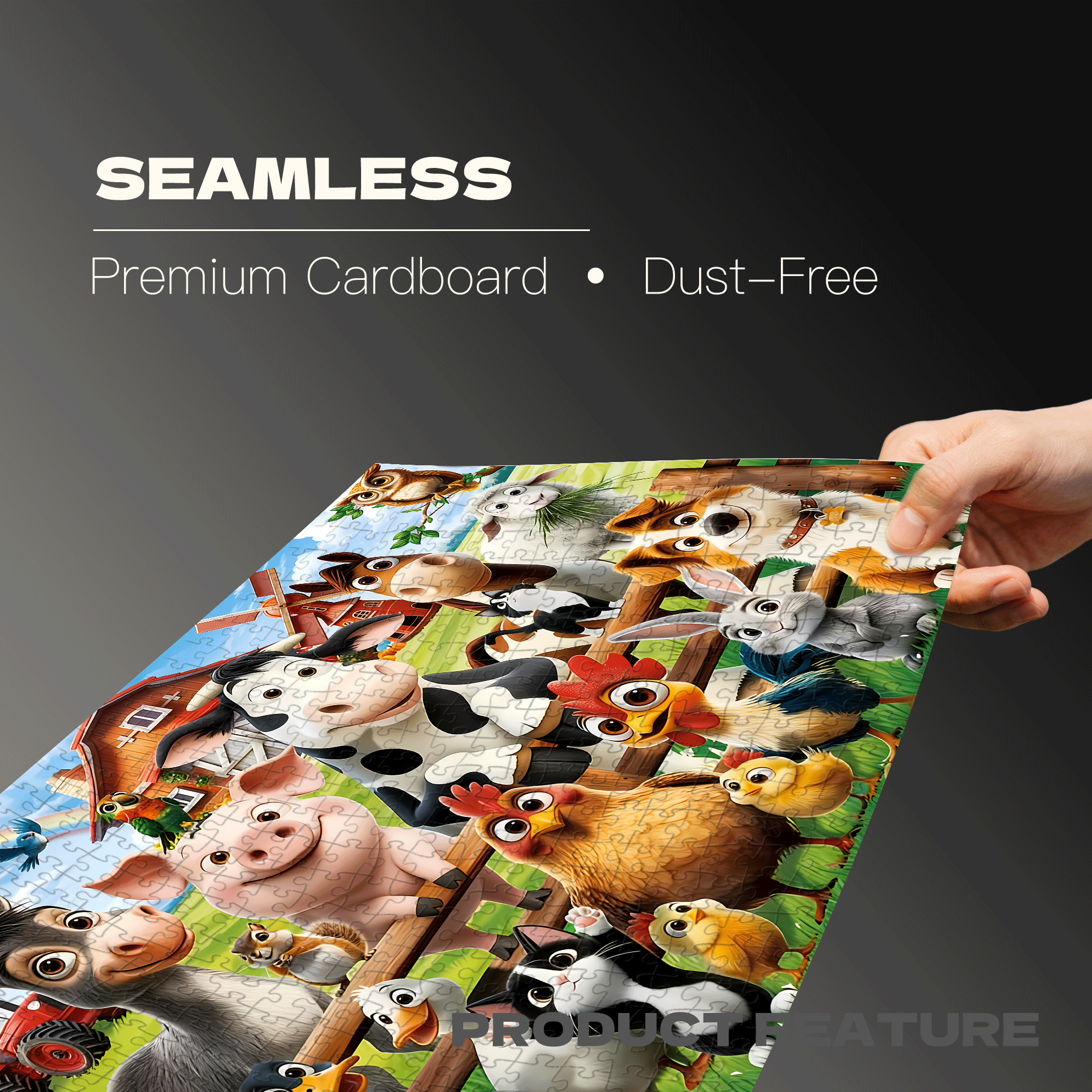 A Large Collection Of Farm Animals 500pcs/1000pcs Jigsaw Puzzle, Scratch-Resistant, Interactive Family Game & Brain-Boosting DIY Decor, Perfect for Halloween, Christmas & New Year Gifts, Family Puzzle Game