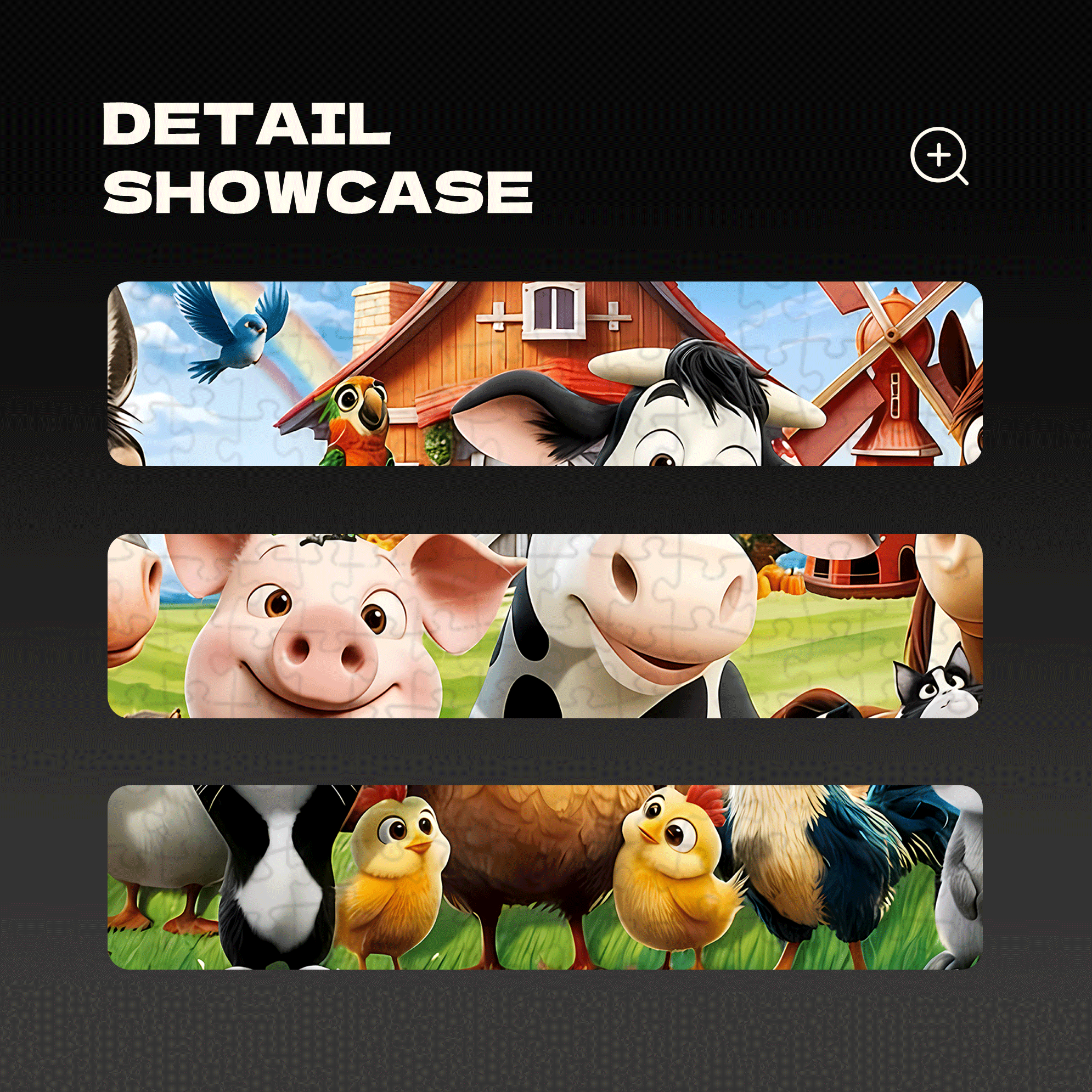 A Large Collection Of Farm Animals 500pcs/1000pcs Jigsaw Puzzle, Scratch-Resistant, Interactive Family Game & Brain-Boosting DIY Decor, Perfect for Halloween, Christmas & New Year Gifts, Family Puzzle Game