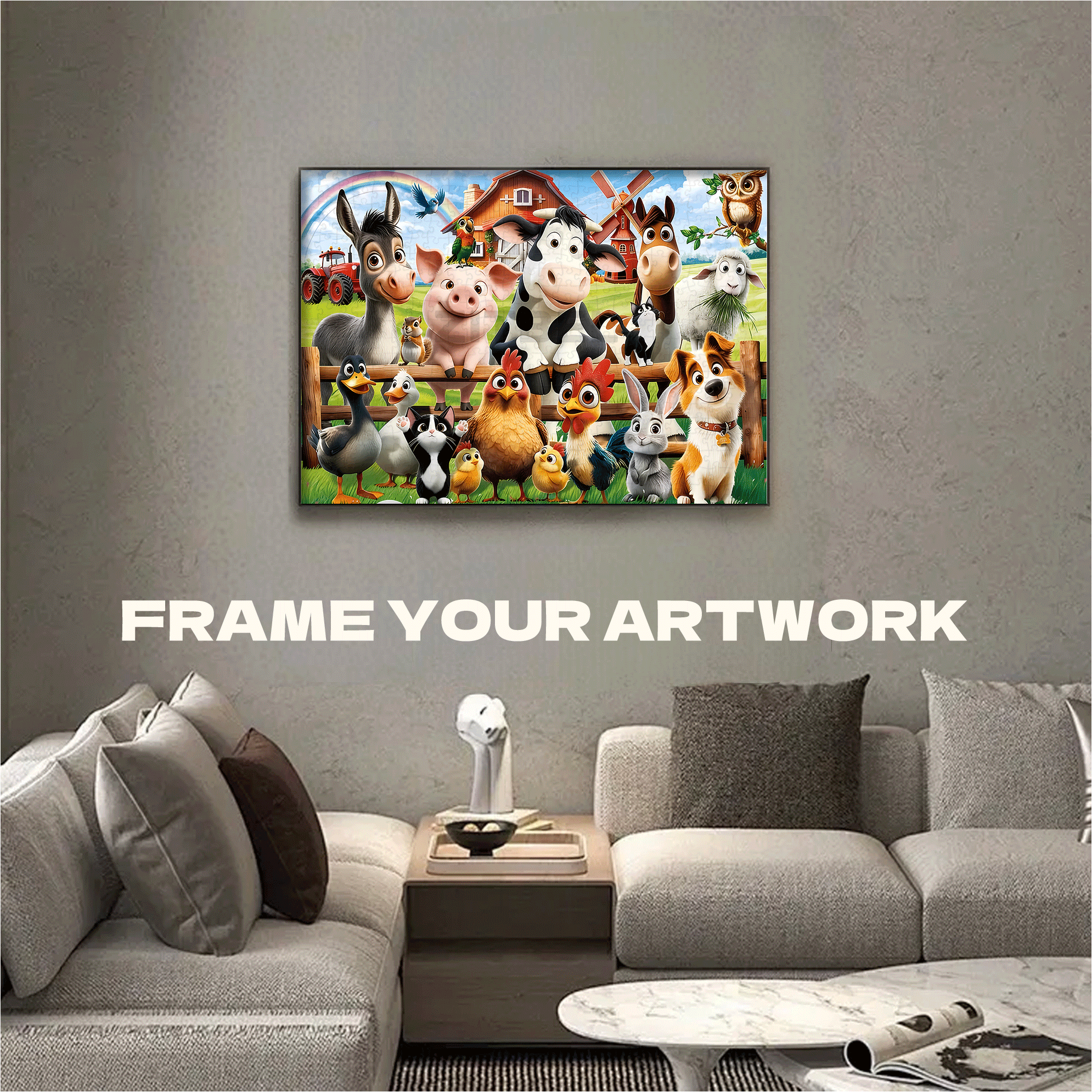 A Large Collection Of Farm Animals 500pcs/1000pcs Jigsaw Puzzle, Scratch-Resistant, Interactive Family Game & Brain-Boosting DIY Decor, Perfect for Halloween, Christmas & New Year Gifts, Family Puzzle Game