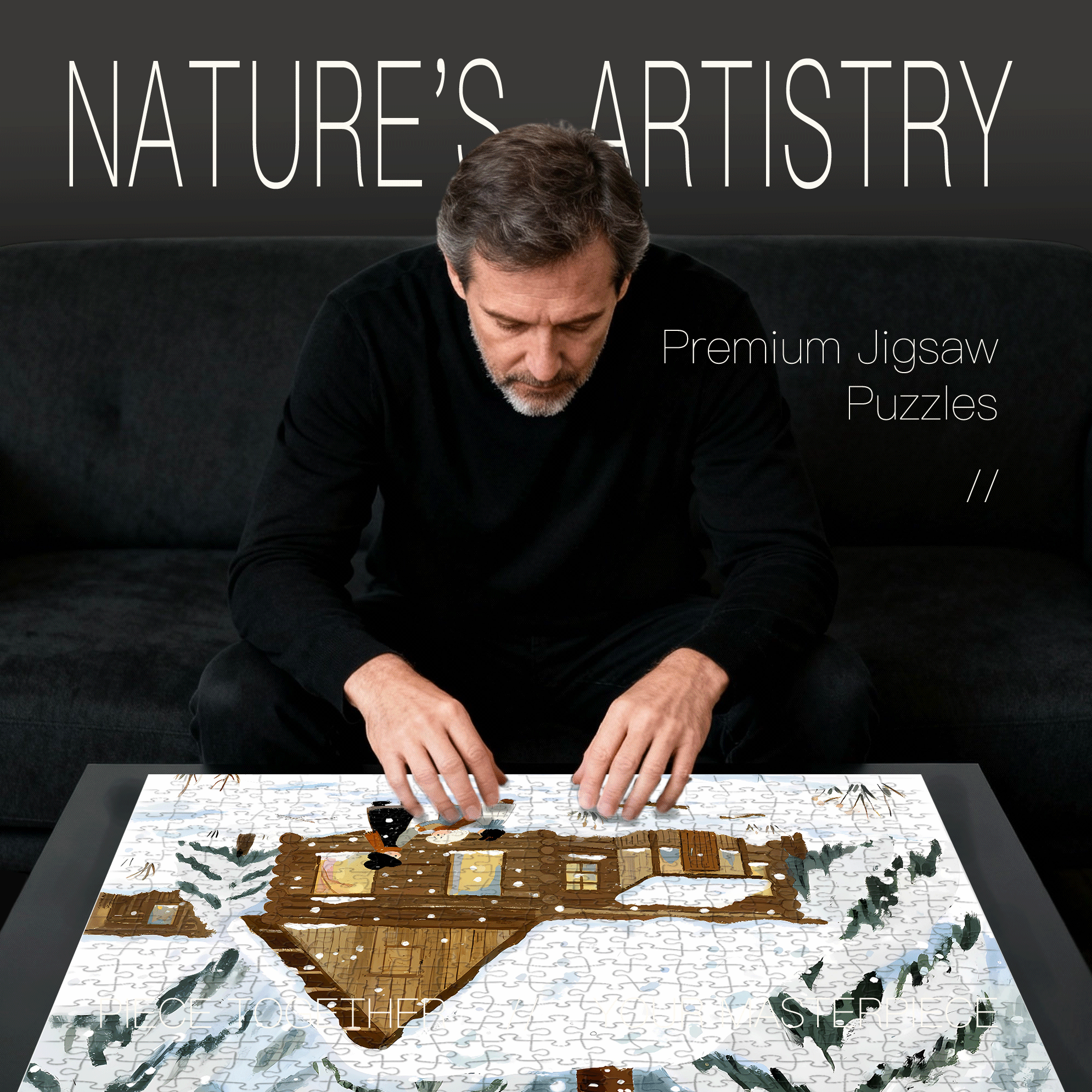 A Small Cabin In A Snowy 500pcs/1000pcs Jigsaw Puzzle, Scratch-Resistant, Interactive Family Game & Brain-Boosting DIY Decor, Perfect for Halloween, Christmas & New Year Gifts, Family Puzzle Game