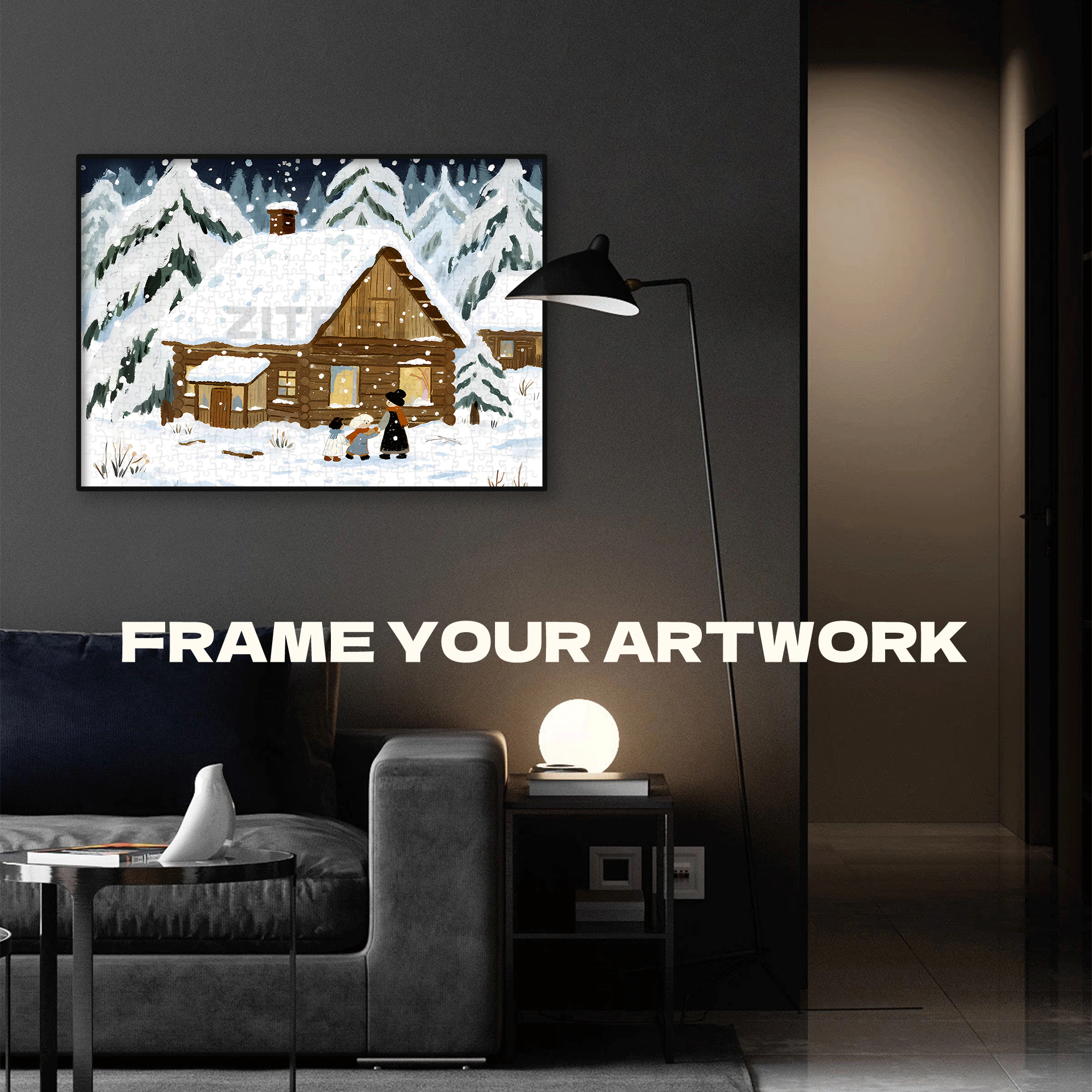 A Small Cabin In A Snowy 500pcs/1000pcs Jigsaw Puzzle, Scratch-Resistant, Interactive Family Game & Brain-Boosting DIY Decor, Perfect for Halloween, Christmas & New Year Gifts, Family Puzzle Game