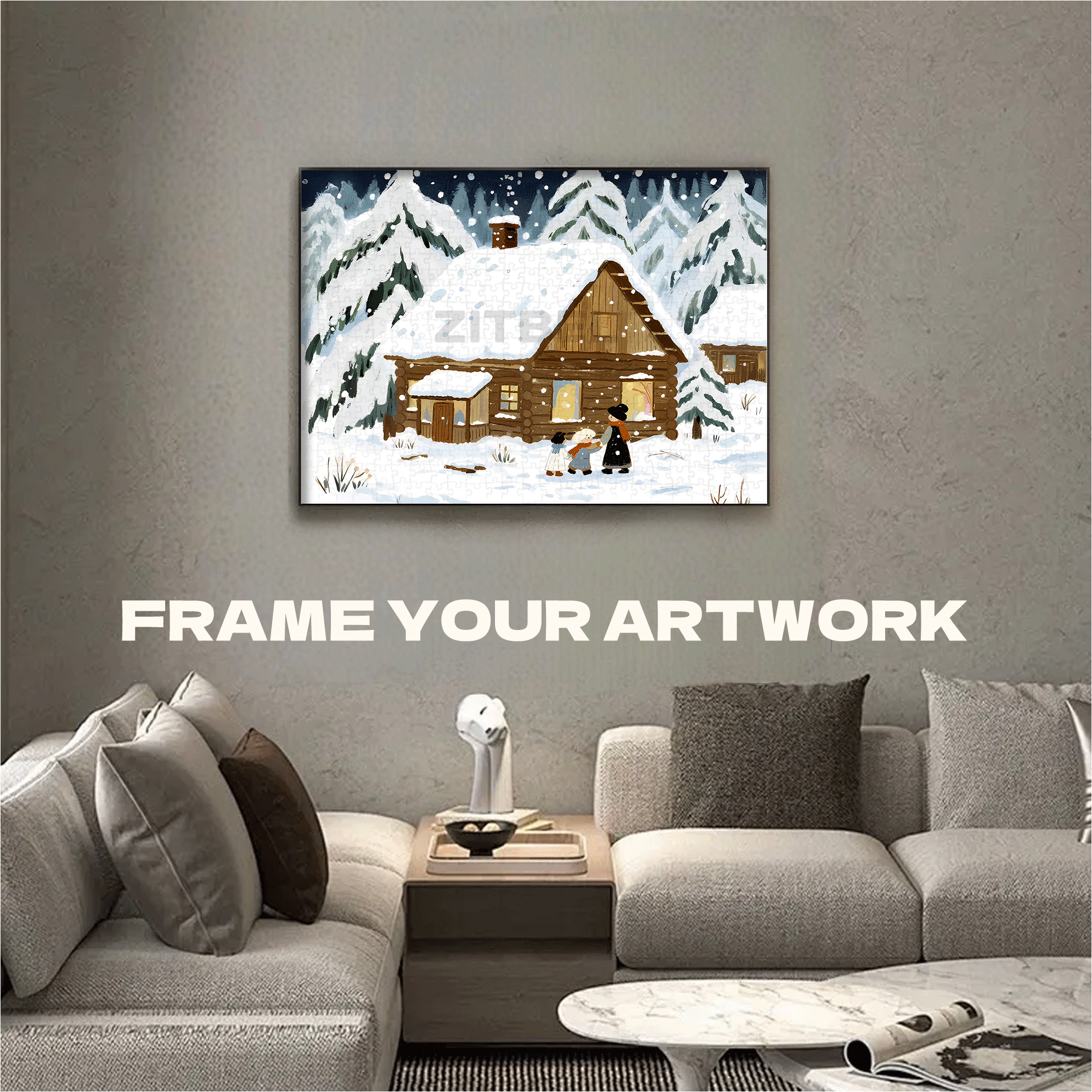 A Small Cabin In A Snowy 500pcs/1000pcs Jigsaw Puzzle, Scratch-Resistant, Interactive Family Game & Brain-Boosting DIY Decor, Perfect for Halloween, Christmas & New Year Gifts, Family Puzzle Game