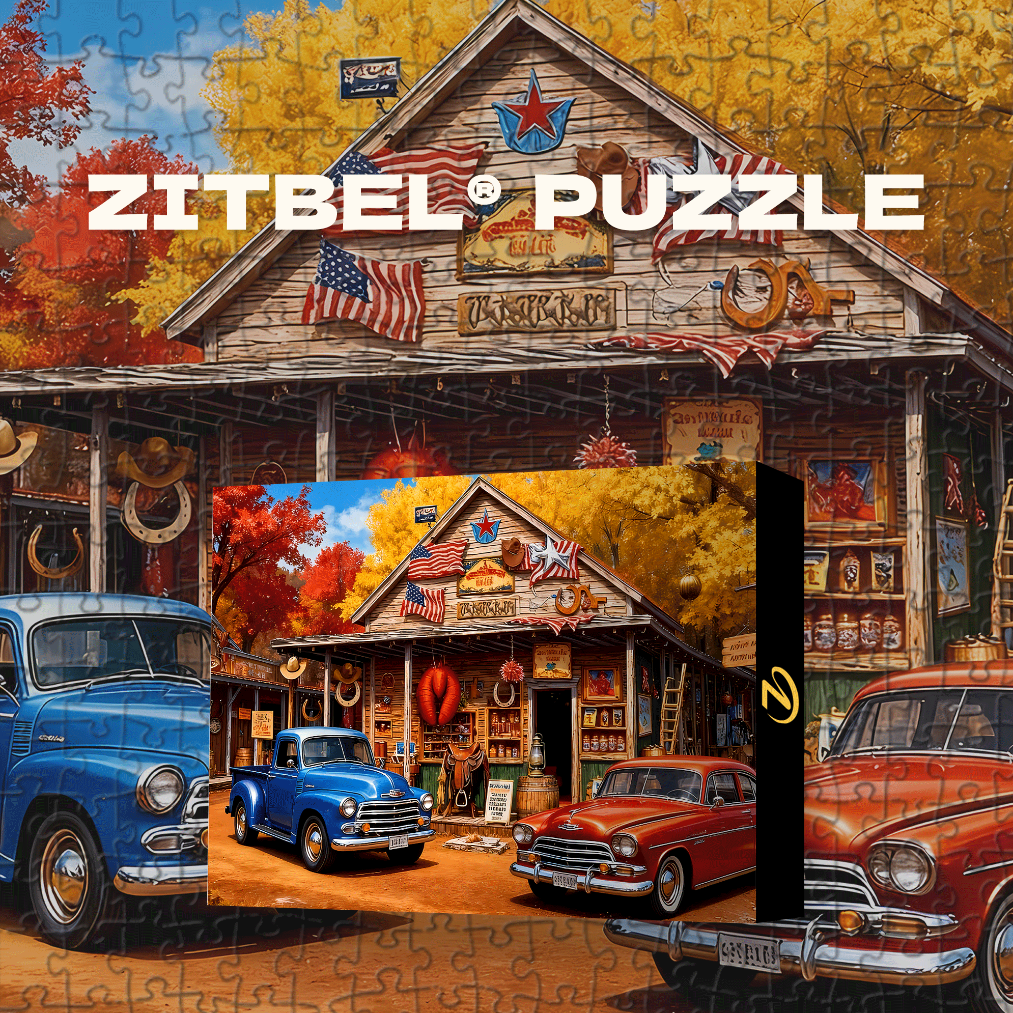 American Country Style 500pcs/1000pcs Jigsaw Puzzle, Scratch-Resistant, Interactive Family Game & Brain-Boosting DIY Decor, Perfect for Halloween, Christmas & New Year Gifts, Family Puzzle Game