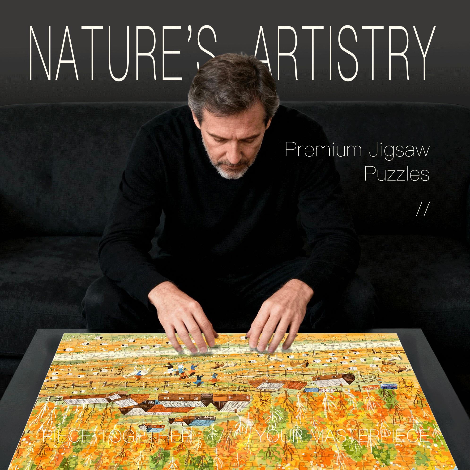 Autumn In The Wilderness 500pcs/1000pcs Jigsaw Puzzle, Scratch-Resistant, Interactive Family Game & Brain-Boosting DIY Decor, Perfect for Halloween, Christmas & New Year Gifts, Family Puzzle Game