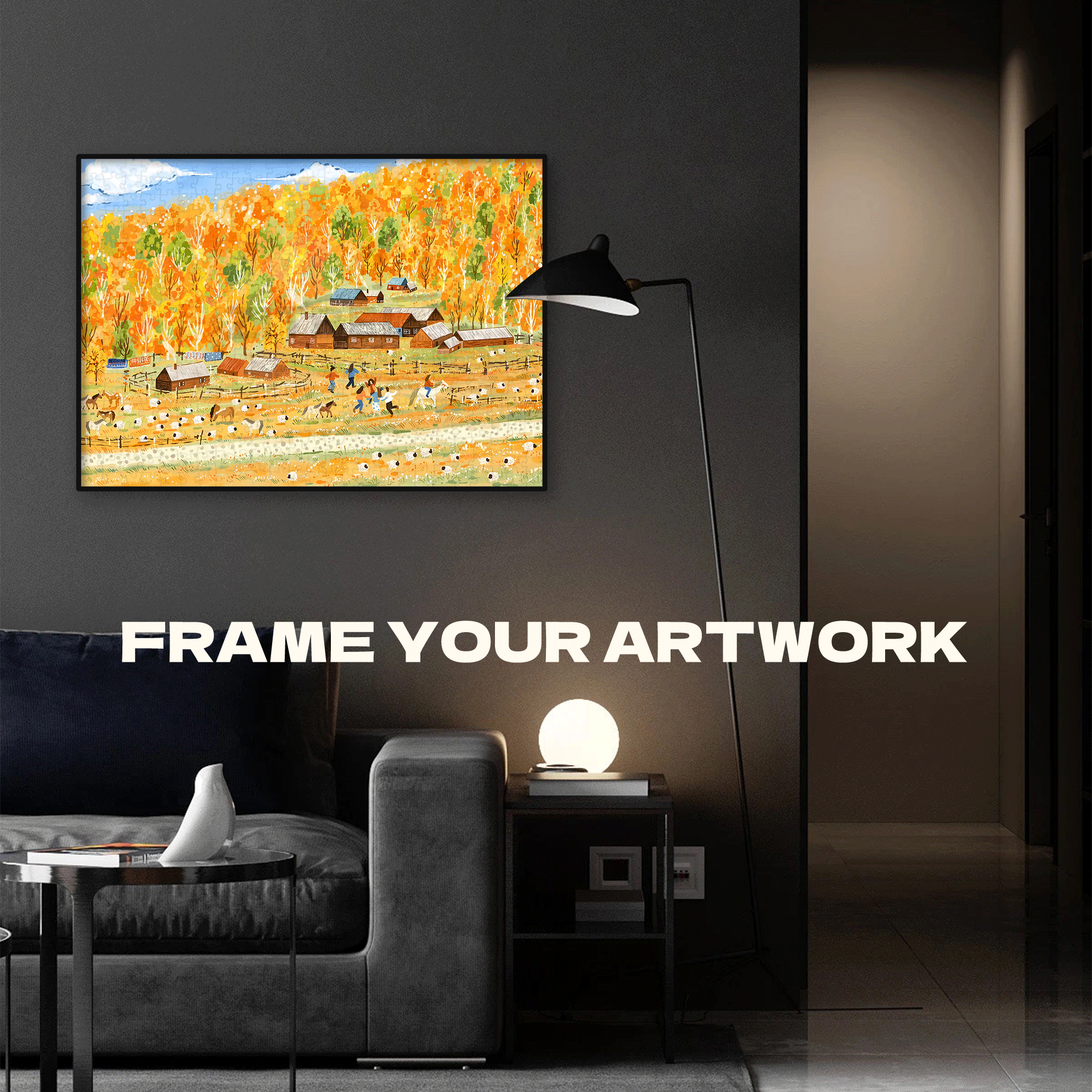 Autumn In The Wilderness 500pcs/1000pcs Jigsaw Puzzle, Scratch-Resistant, Interactive Family Game & Brain-Boosting DIY Decor, Perfect for Halloween, Christmas & New Year Gifts, Family Puzzle Game