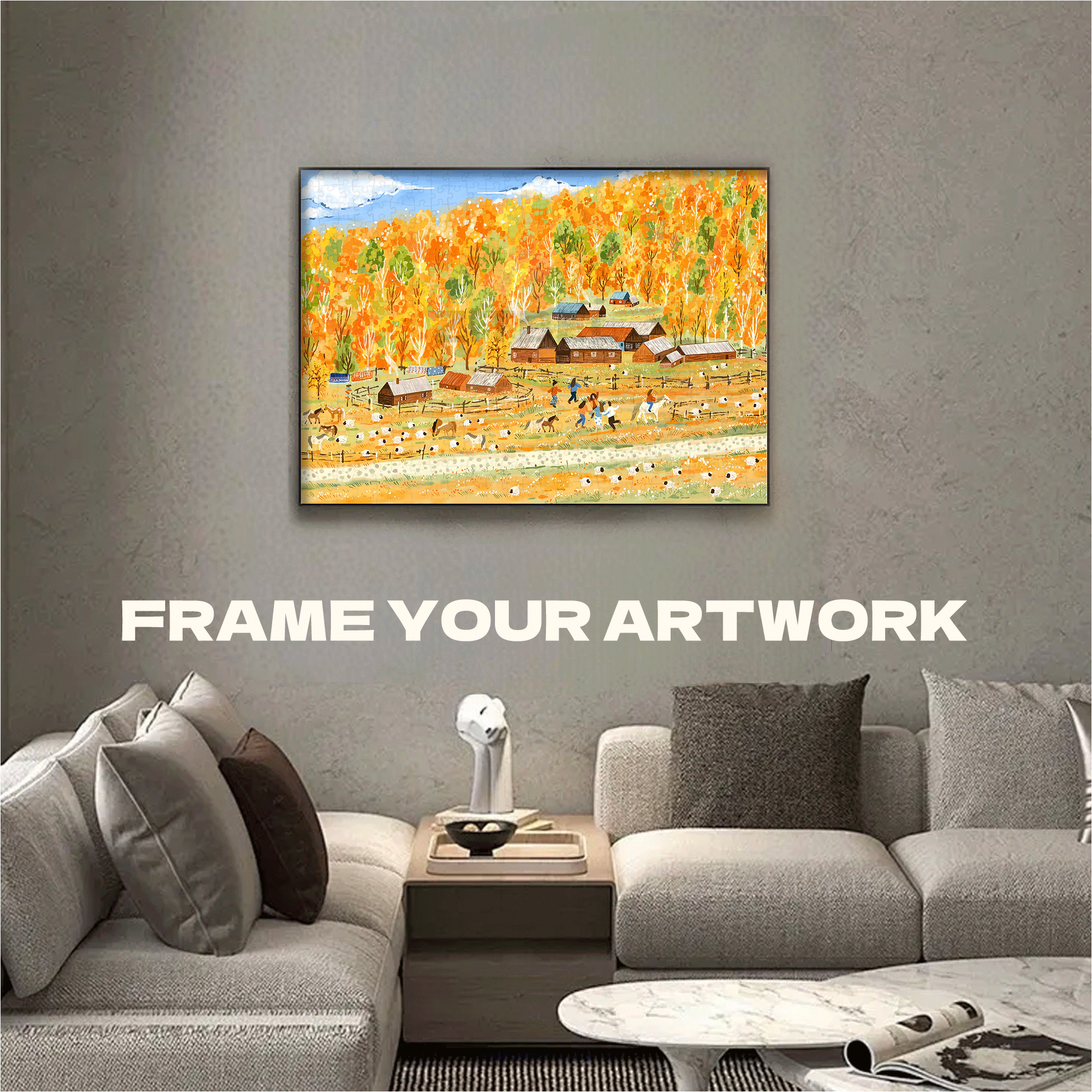 Autumn In The Wilderness 500pcs/1000pcs Jigsaw Puzzle, Scratch-Resistant, Interactive Family Game & Brain-Boosting DIY Decor, Perfect for Halloween, Christmas & New Year Gifts, Family Puzzle Game
