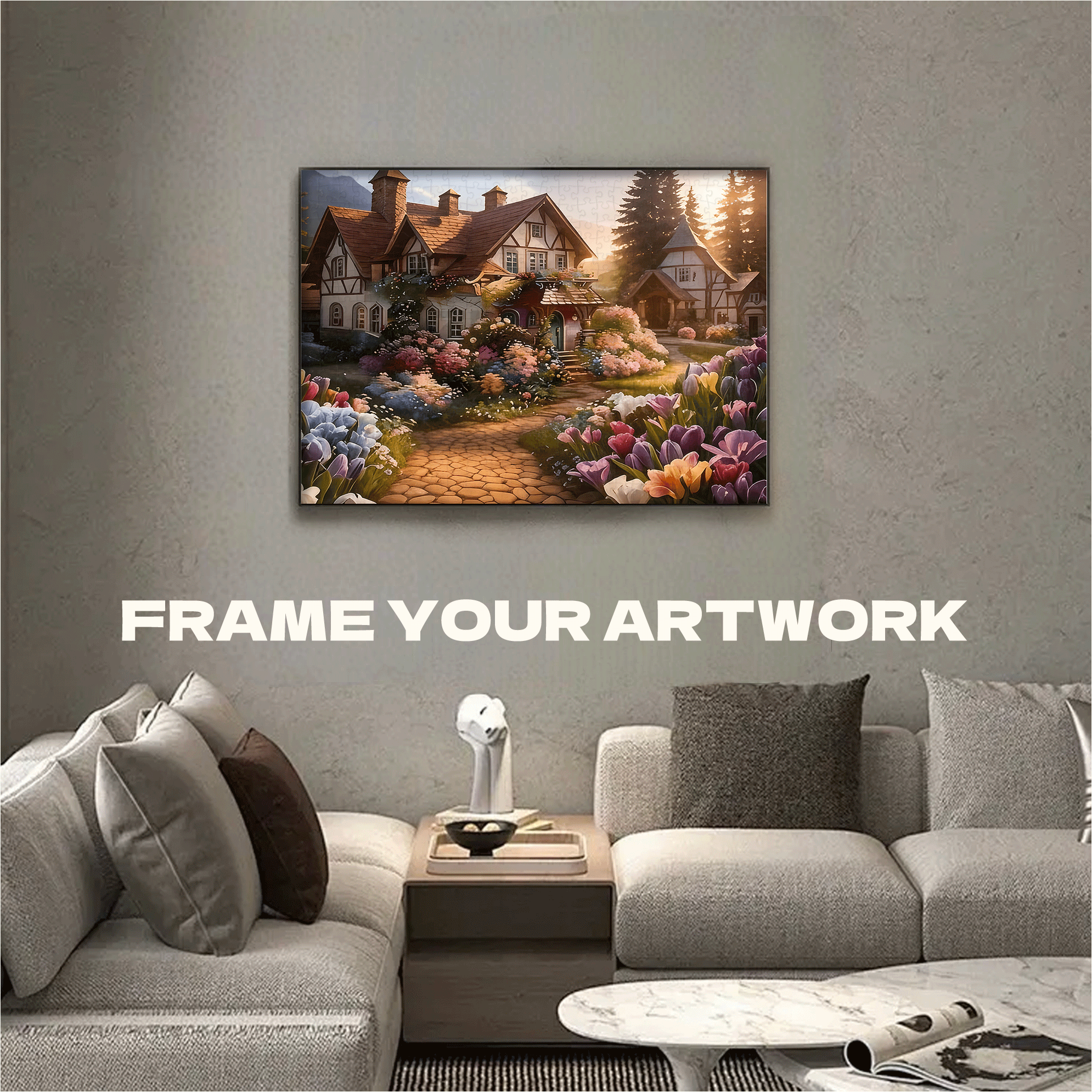 Beautiful Courtyard 500pcs/1000pcs Jigsaw Puzzle, Scratch-Resistant, Interactive Family Game & Brain-Boosting DIY Decor, Perfect for Halloween, Christmas & New Year Gifts, Family Puzzle Game