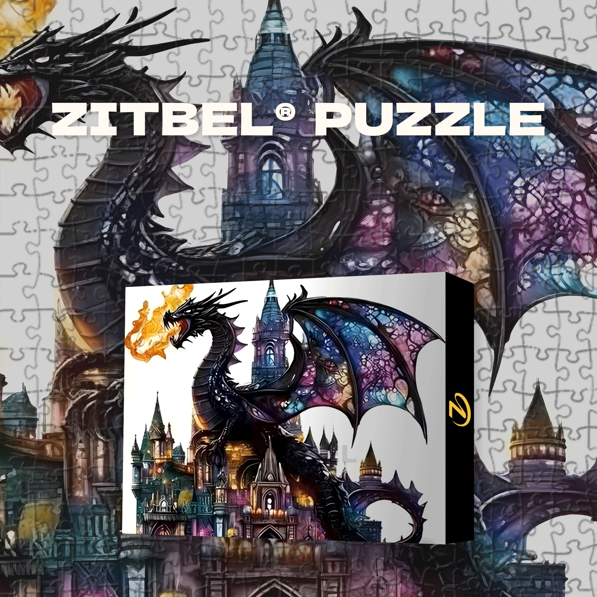 Black Dragon Castle 500pcs/1000pcs Jigsaw Puzzle, Scratch-Resistant, Interactive Family Game & Brain-Boosting DIY Decor, Perfect for Halloween, Christmas & New Year Gifts, Family Puzzle Game