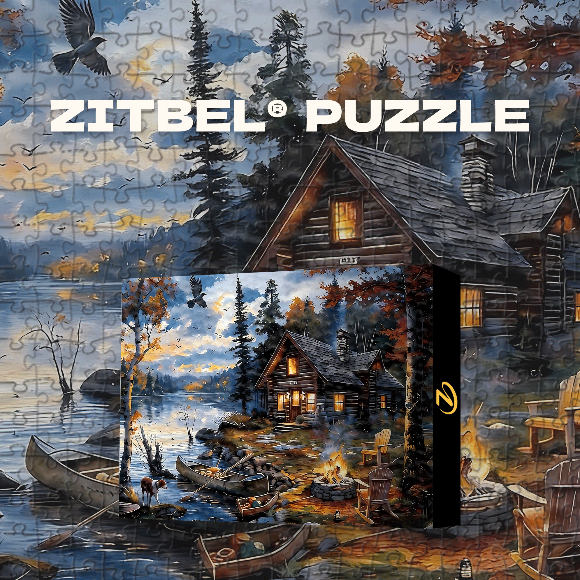 Bonfire by the lake 500pcs/1000pcs Jigsaw Puzzle, Scratch-Resistant, Interactive Family Game & Brain-Boosting DIY Decor, Perfect for Halloween, Christmas & New Year Gifts, Family Puzzle Game