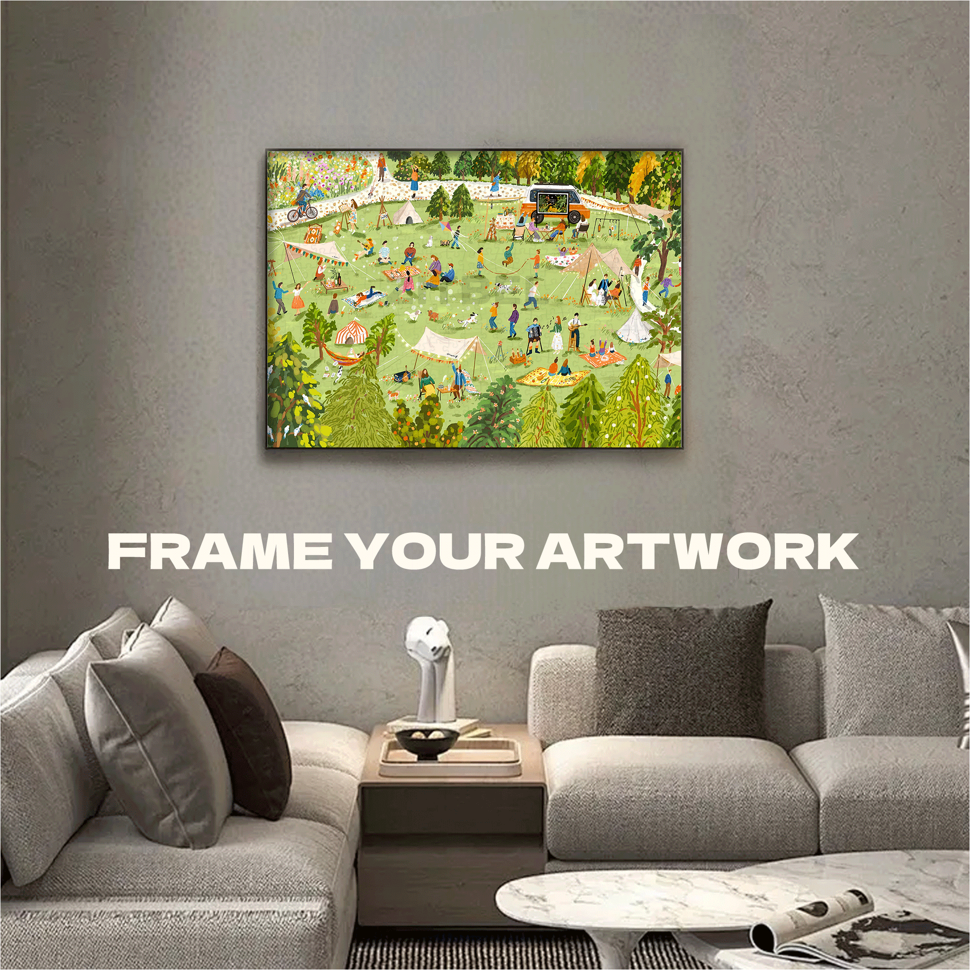 Camping Day 500pcs/1000pcs Jigsaw Puzzle, Scratch-Resistant, Interactive Family Game & Brain-Boosting DIY Decor, Perfect for Halloween, Christmas & New Year Gifts, Family Puzzle Game