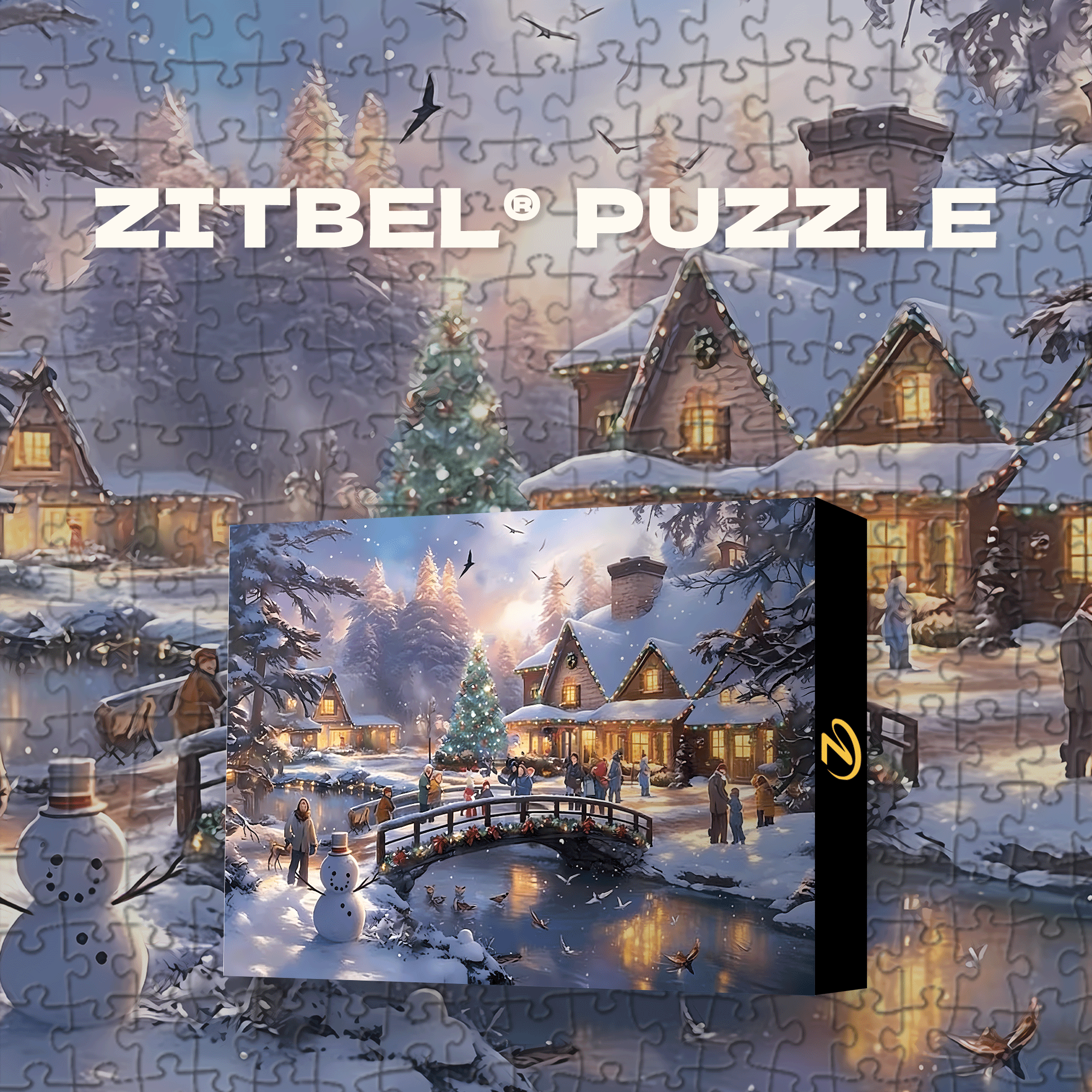 Christmas Town 500pcs/1000pcs Jigsaw Puzzle, Scratch-Resistant, Interactive Family Game & Brain-Boosting DIY Decor, Perfect for Halloween, Christmas & New Year Gifts, Family Puzzle Game