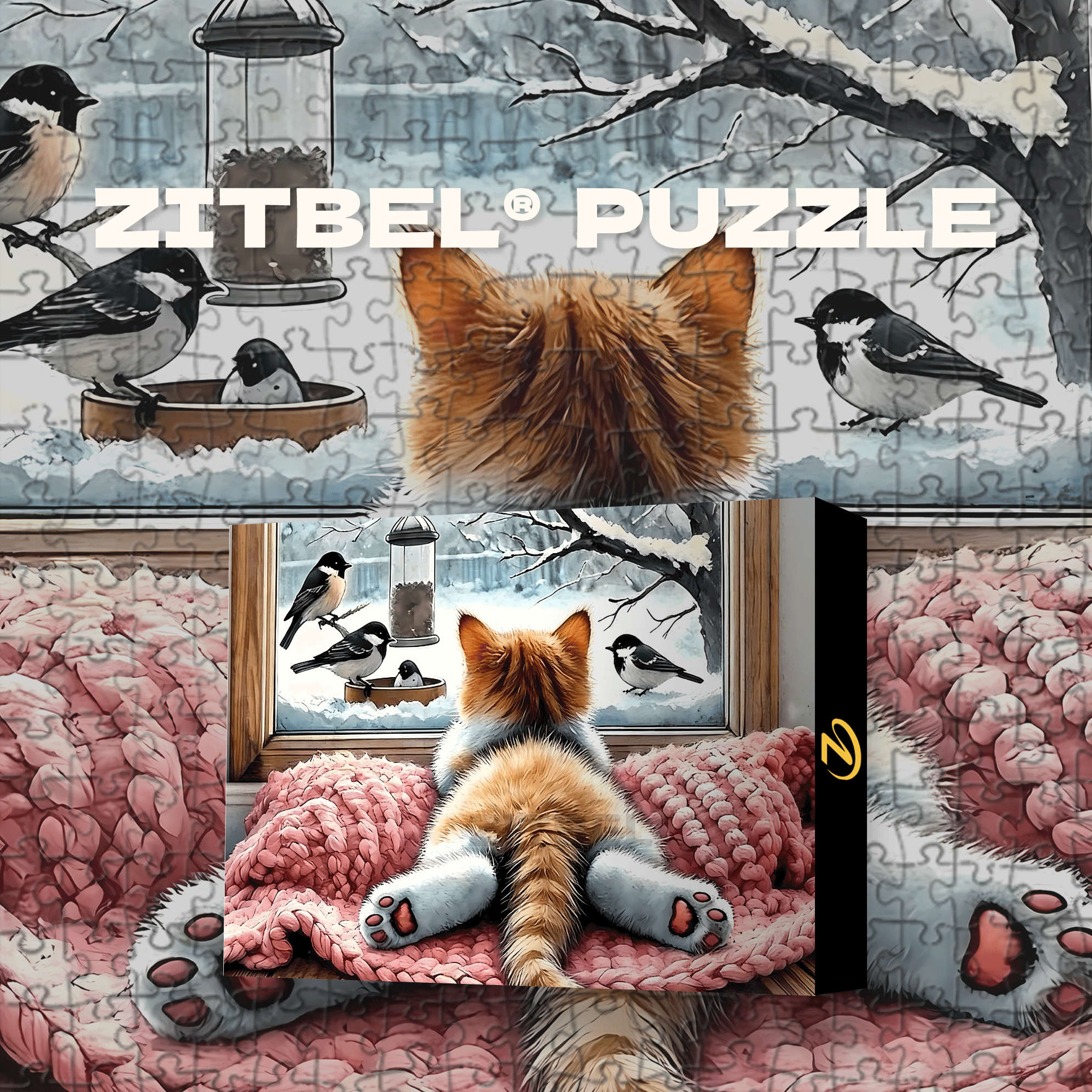 Cute Paws 500pcs/1000pcs Jigsaw Puzzle, Scratch-Resistant, Interactive Family Game & Brain-Boosting DIY Decor, Perfect for Halloween, Christmas & New Year Gifts, Family Puzzle Game