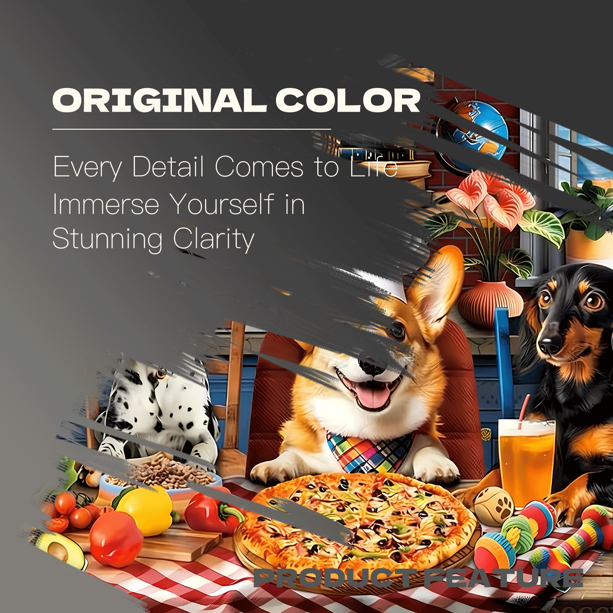 Dogs' Dinner Party 500pcs/1000pcs Jigsaw Puzzle, Scratch-Resistant, Interactive Family Game & Brain-Boosting DIY Decor, Perfect for Halloween, Christmas & New Year Gifts, Family Puzzle Game