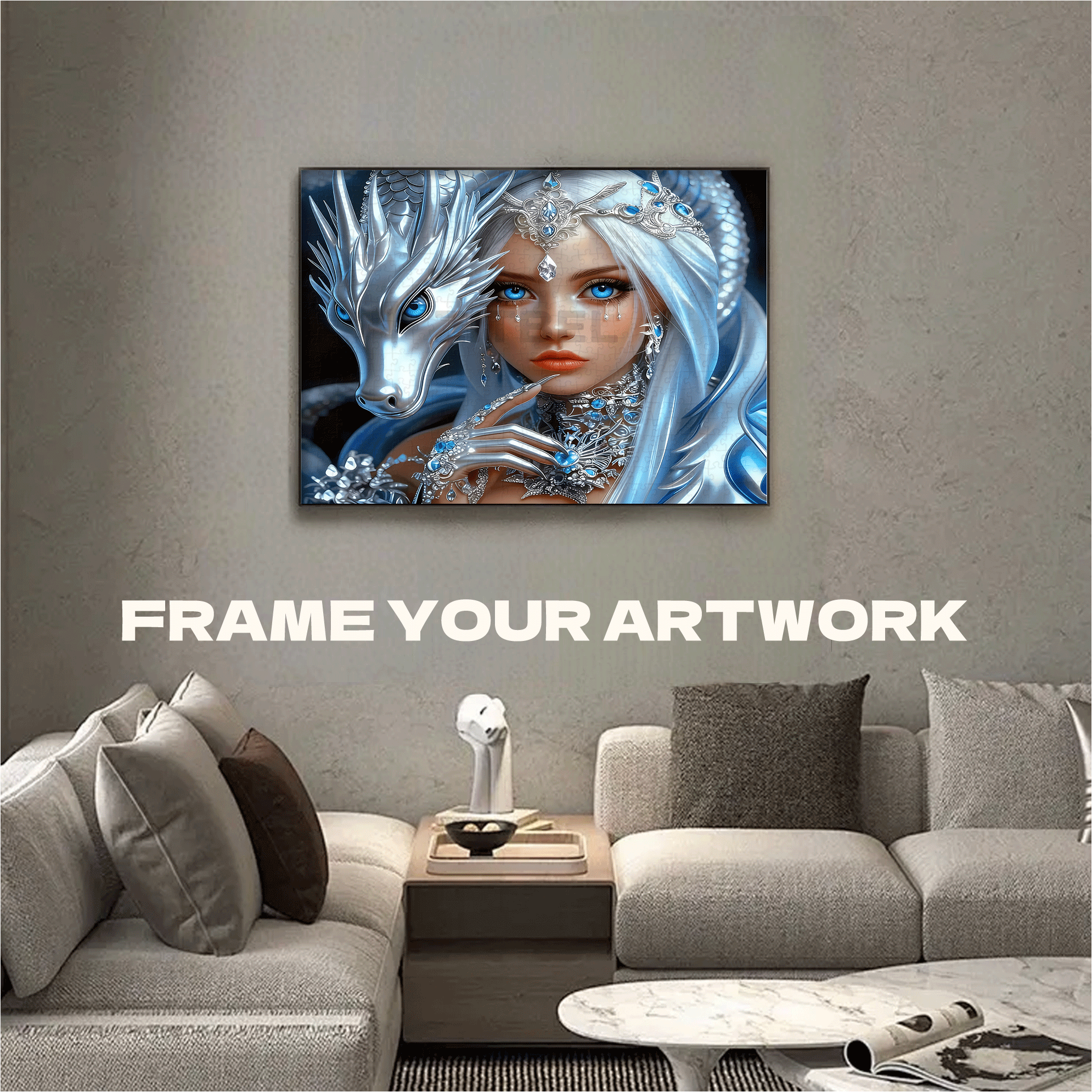 Dragon Girl 500pcs/1000pcs Jigsaw Puzzle, Scratch-Resistant, Interactive Family Game & Brain-Boosting DIY Decor, Perfect for Halloween, Christmas & New Year Gifts, Family Puzzle Game