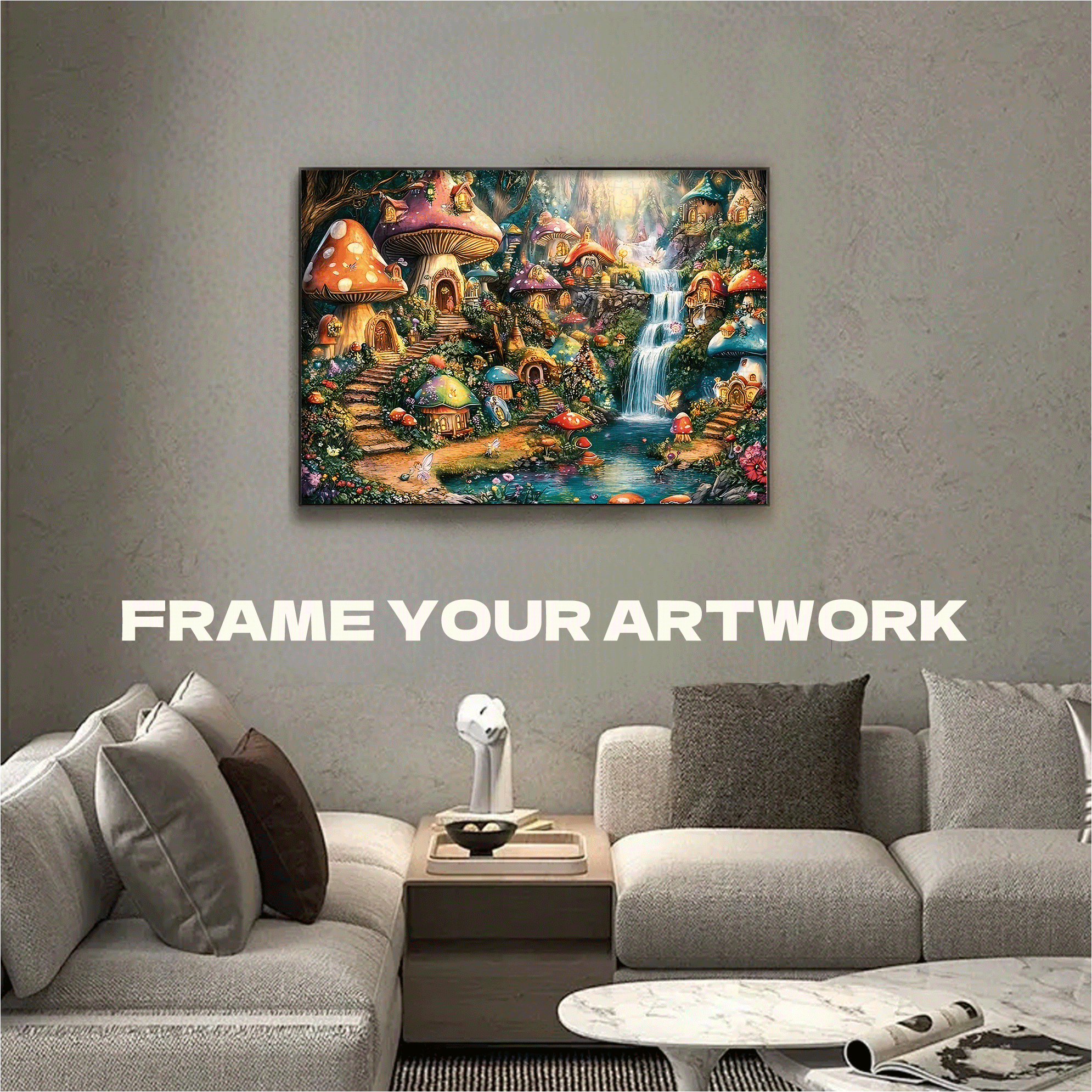 Featuring a Forest Stream and Mushroom House 500pcs/1000pcs Jigsaw Puzzle, Scratch-Resistant, Interactive Family Game & Brain-Boosting DIY Decor, Perfect for Halloween, Christmas & New Year Gifts, Family Puzzle Game