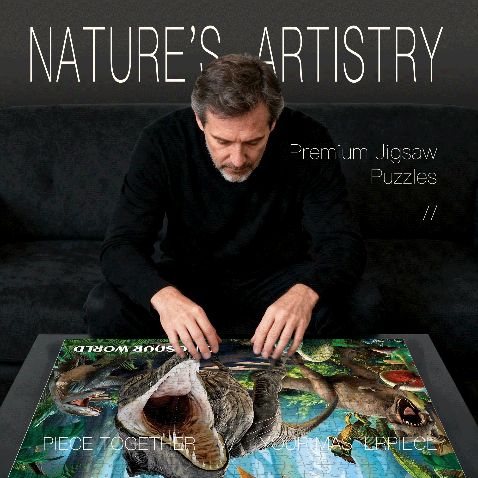 Fierce Tyrannosaurus 500pcs/1000pcs Jigsaw Puzzle, Scratch-Resistant, Interactive Family Game & Brain-Boosting DIY Decor, Perfect for Halloween, Christmas & New Year Gifts, Family Puzzle Game